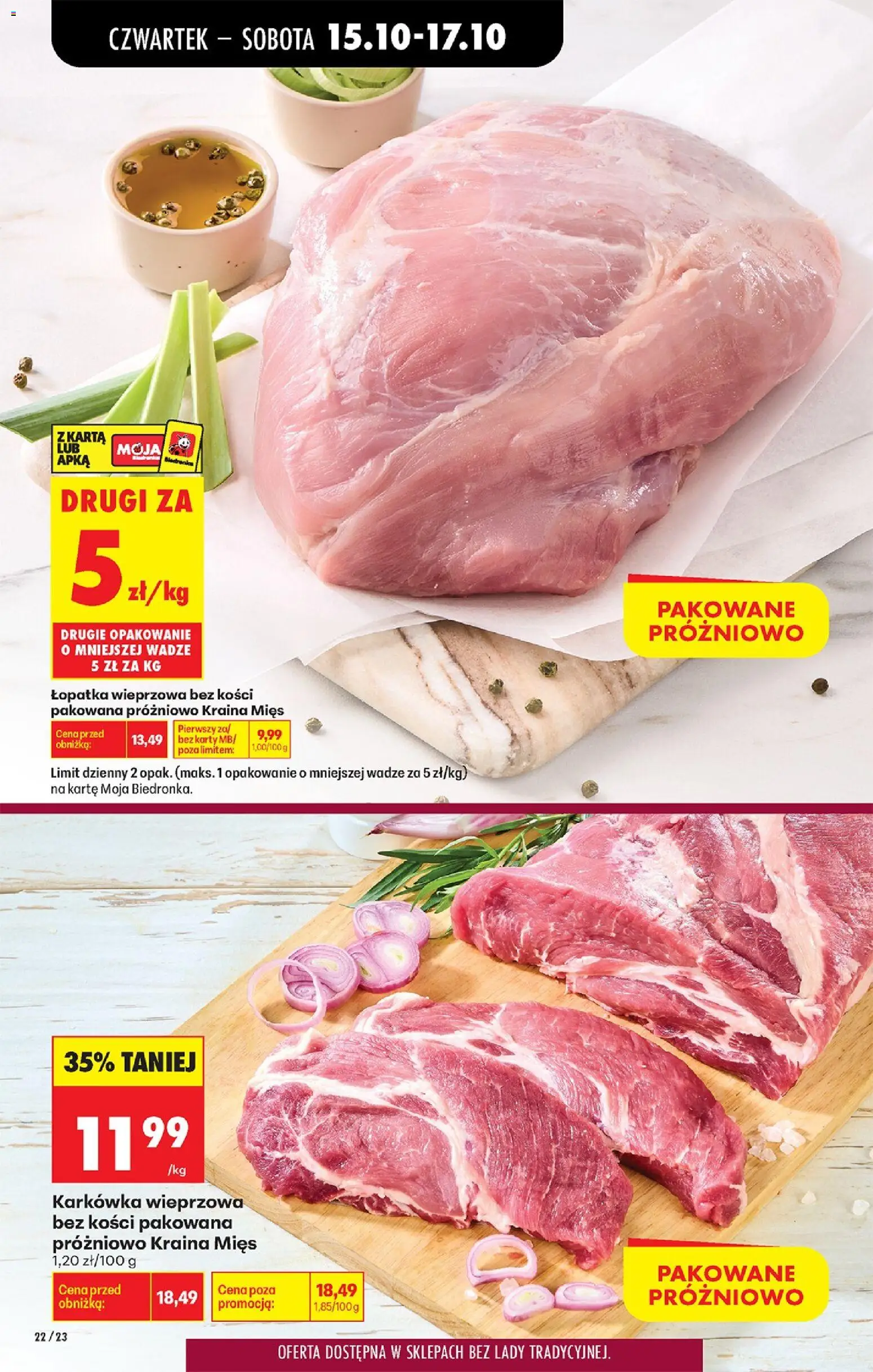 Biedronka gazetka - Czas na toast od 15.10.2026 | Strona: 40 | Produkty: Karta, Karkówka wieprzowa, Kraina mięs, Łopatka wieprzowa