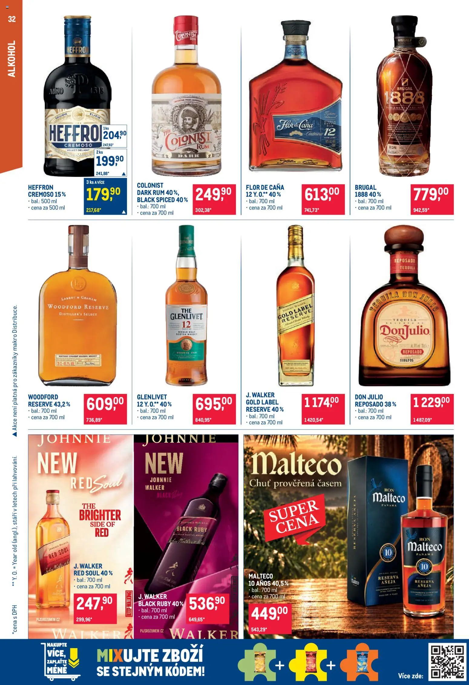 Makro leták - Pro milovníky jídla od 07.10.2026 | Strana: 32 | Produkty: Rum, Flor de Caña 12, Velvet, Alkohol