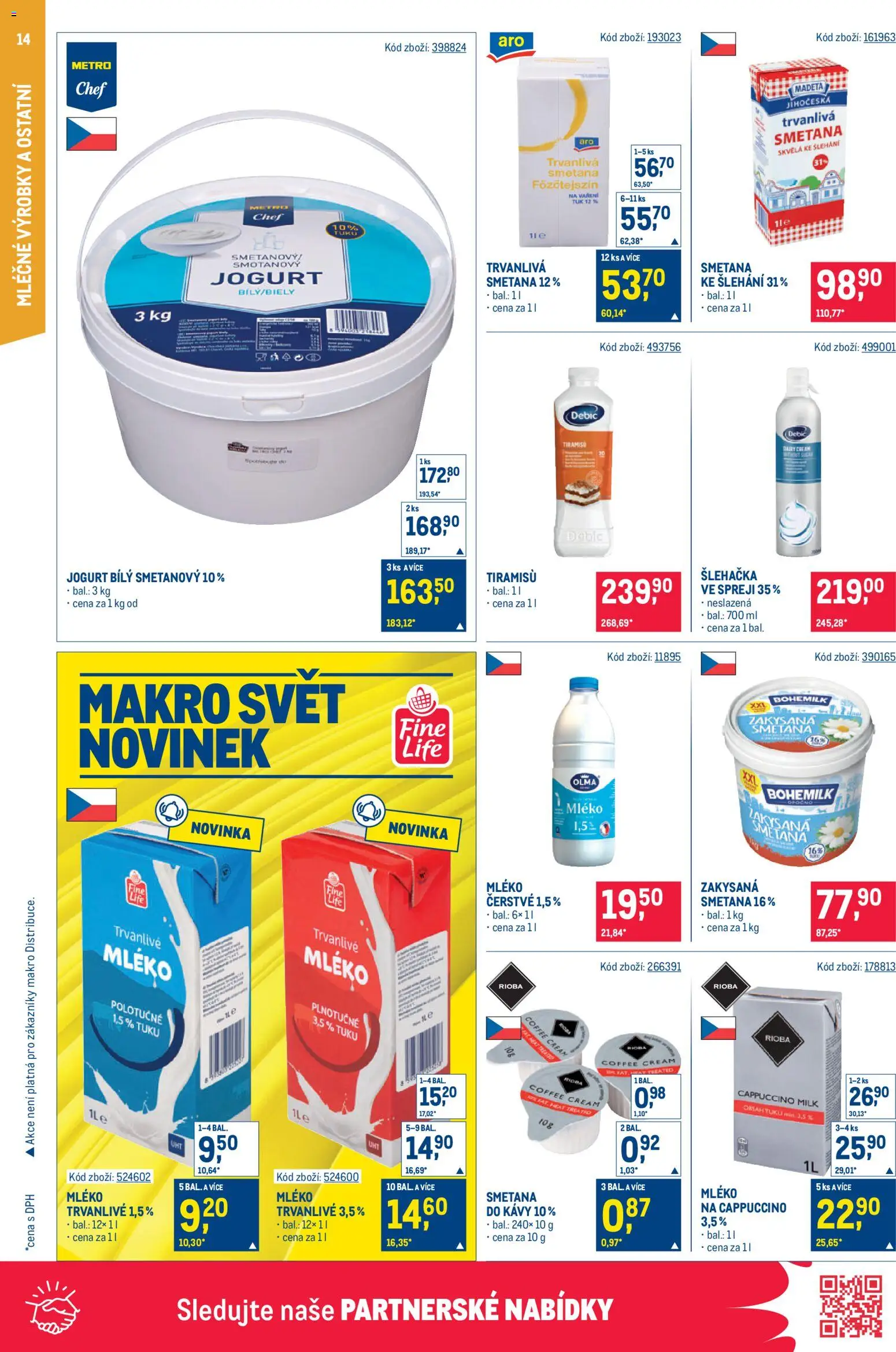 Makro leták - Gastronomie od 03.06.2026 | Strana: 14 | Produkty: Jogurt, Šlehačka, Zakysaná smetana, Cappuccino