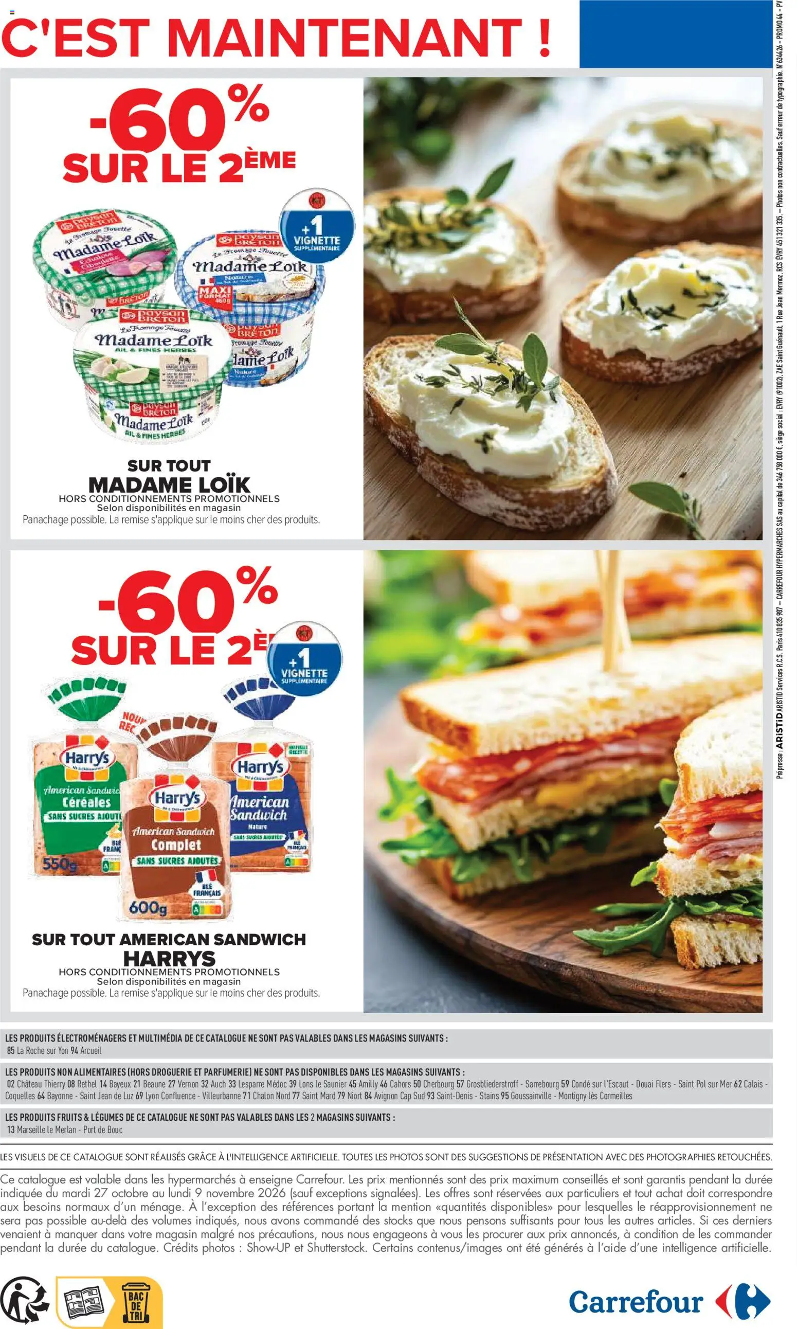 {H1} | Page: 2 | Produits: Fromage fouetté, Sandwich, Ail, Fruits