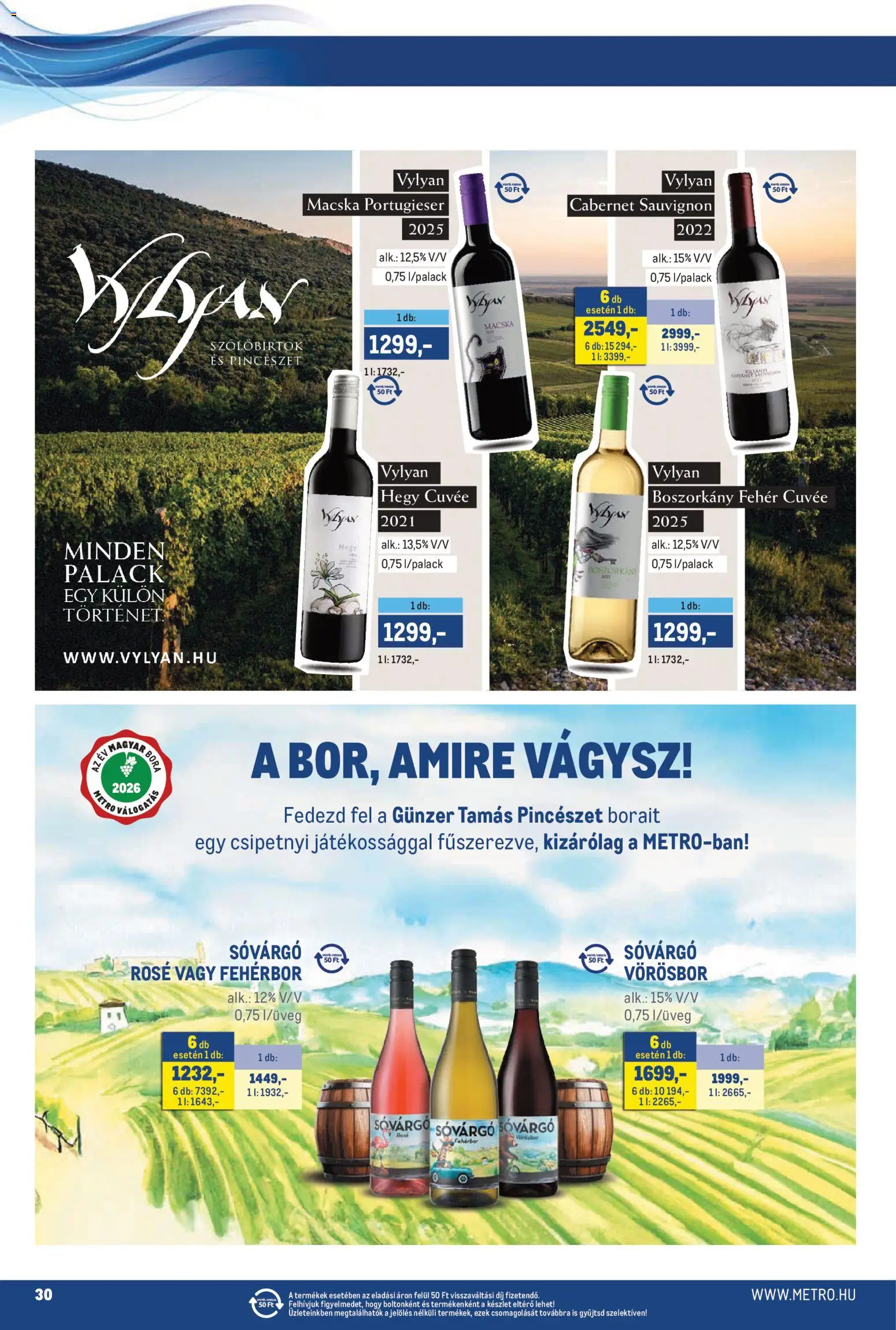 Metro akciós ujság - amely érvényes a következő dátumtól: 2026.10.16. | Oldal: 30 | Termékek: Cabernet, Fehérbor, Vörösbor, Rosé