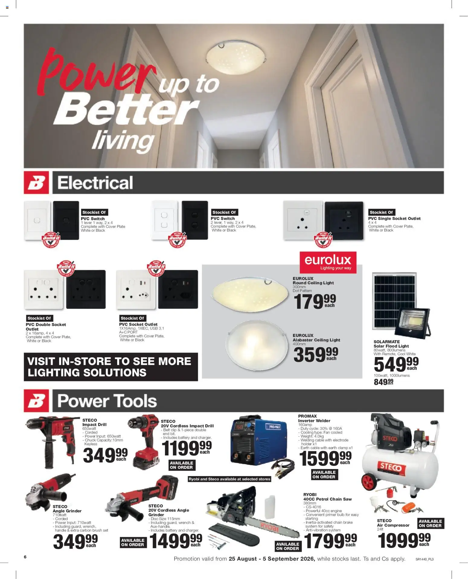 New Build It catalogue – valid from 25/08/2026 | Page: 6 | Products: Cable, Fan, Grinder, Light