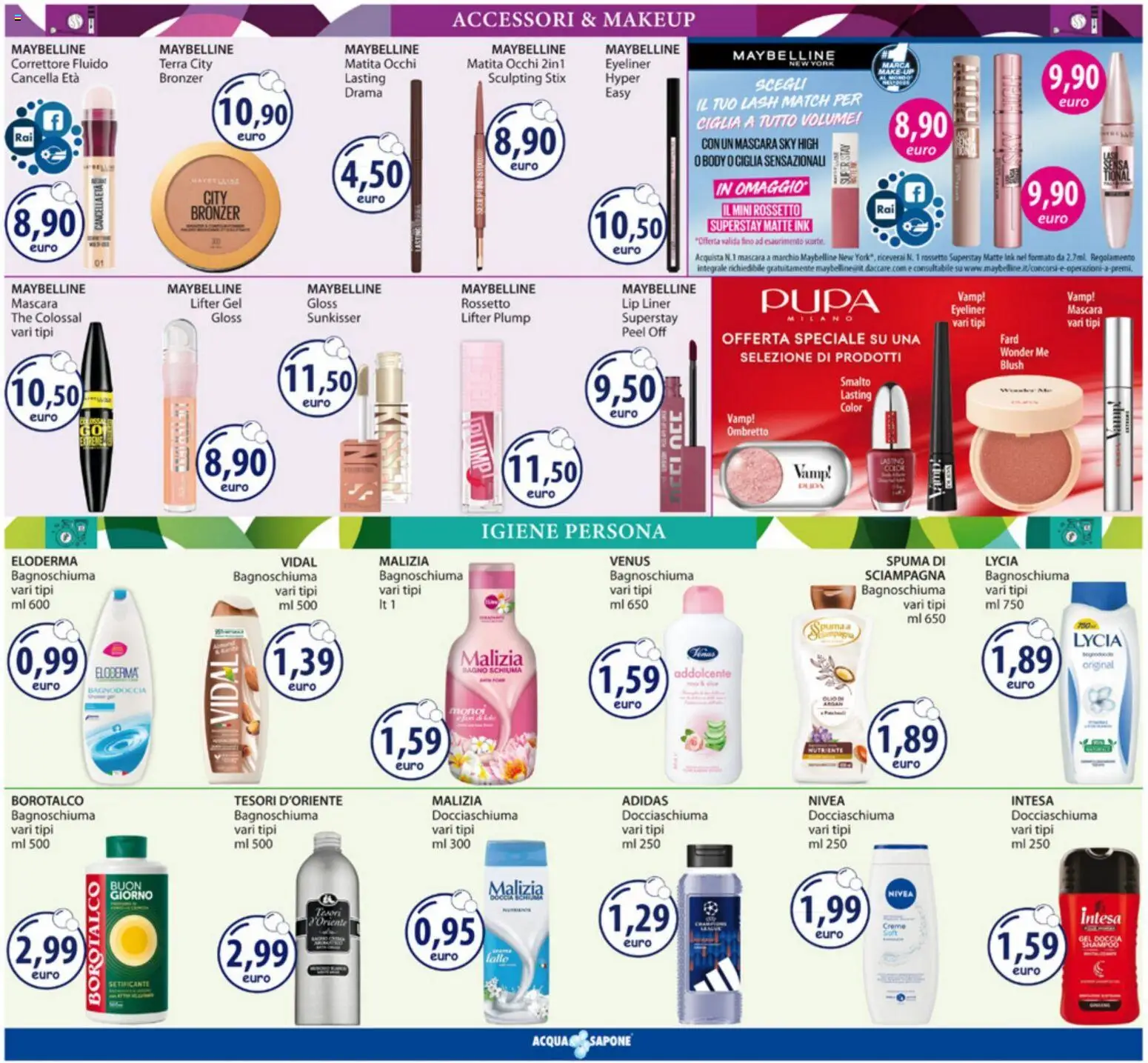 Volantino Acqua e Sapone del 05/10/2026 | Pagina: 5 | Prodotti: Ombretto, Gel doccia, Bagno, Correttore