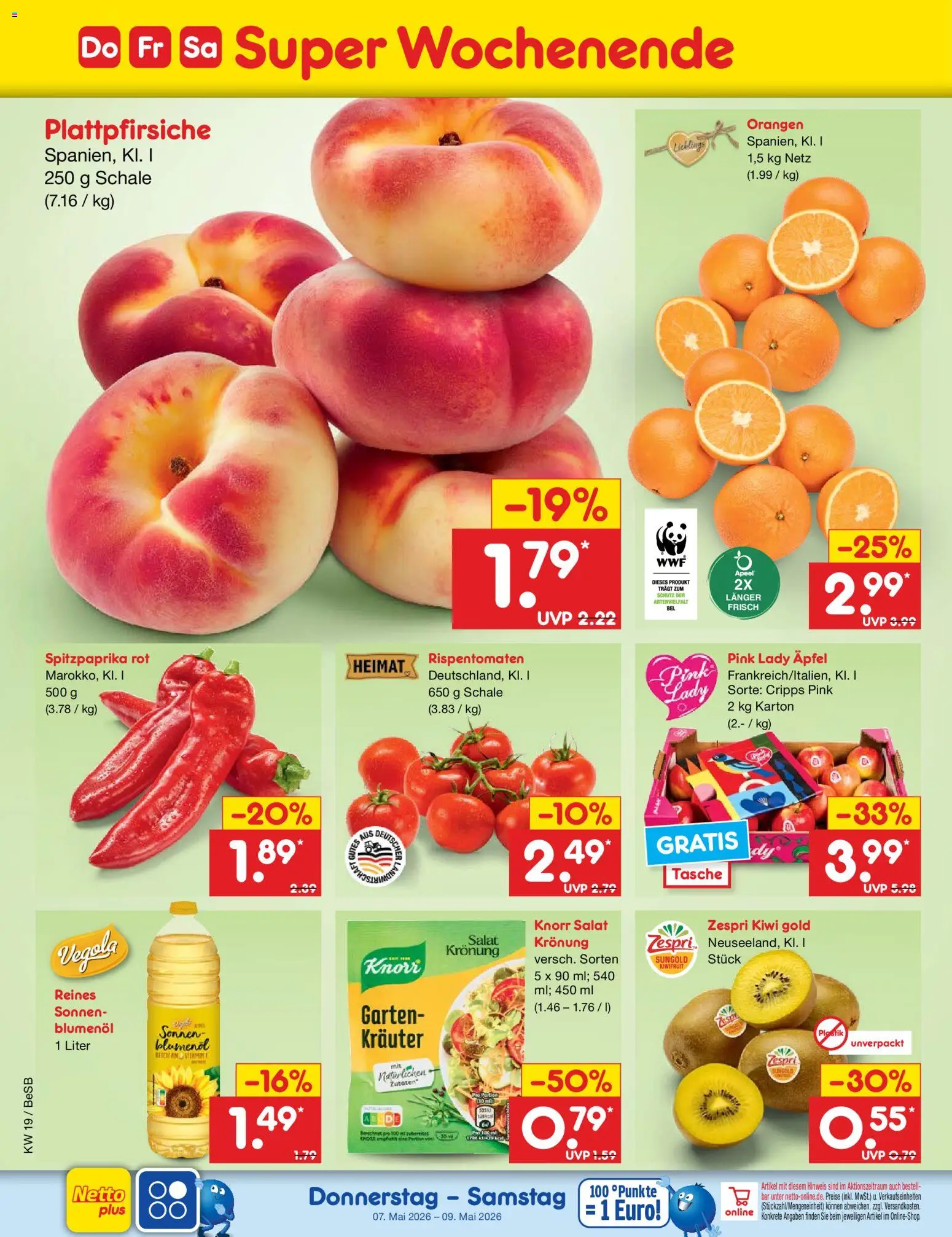 Netto Marken-Discount Super wochenende – gültig ab 07.05.2026 | Seite: 3 | Produkte: Tasche, Äpfel, Orangen, Kiwi