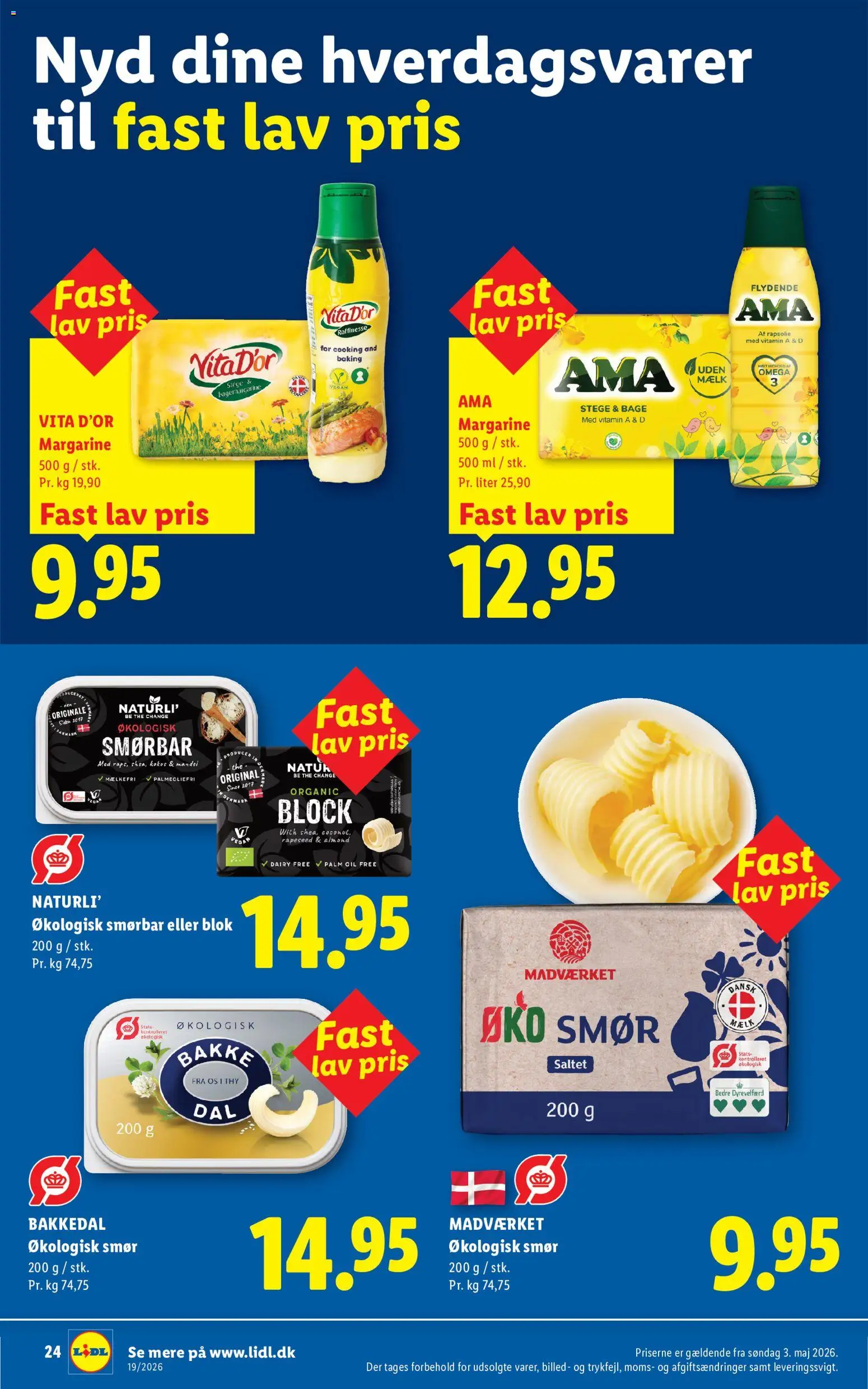 Lidl tilbudsavis – gyldig fra 03.05.2026 | Side: 24 | Produkter: Mælk, Smør, Rapsolie, Margarine