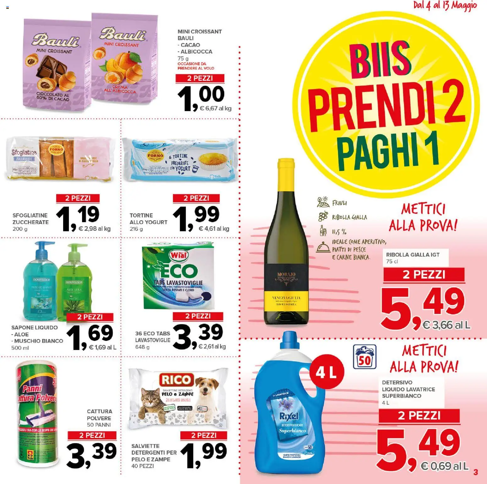 Volantino Todis del 04.05.2026 | Pagina: 3 | Prodotti: Crema, Lavatrice, Scopa, Forno
