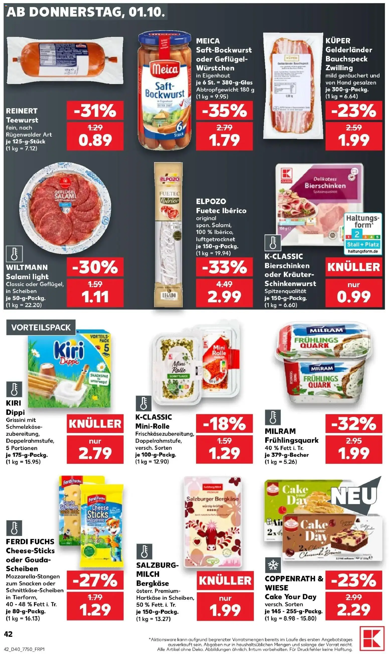Prospekt Kaufland ab 28.09.2026 » Angebote Online zum Blättern | Seite: 52 | Produkte: Bockwurst, Quark, Meica, Milram