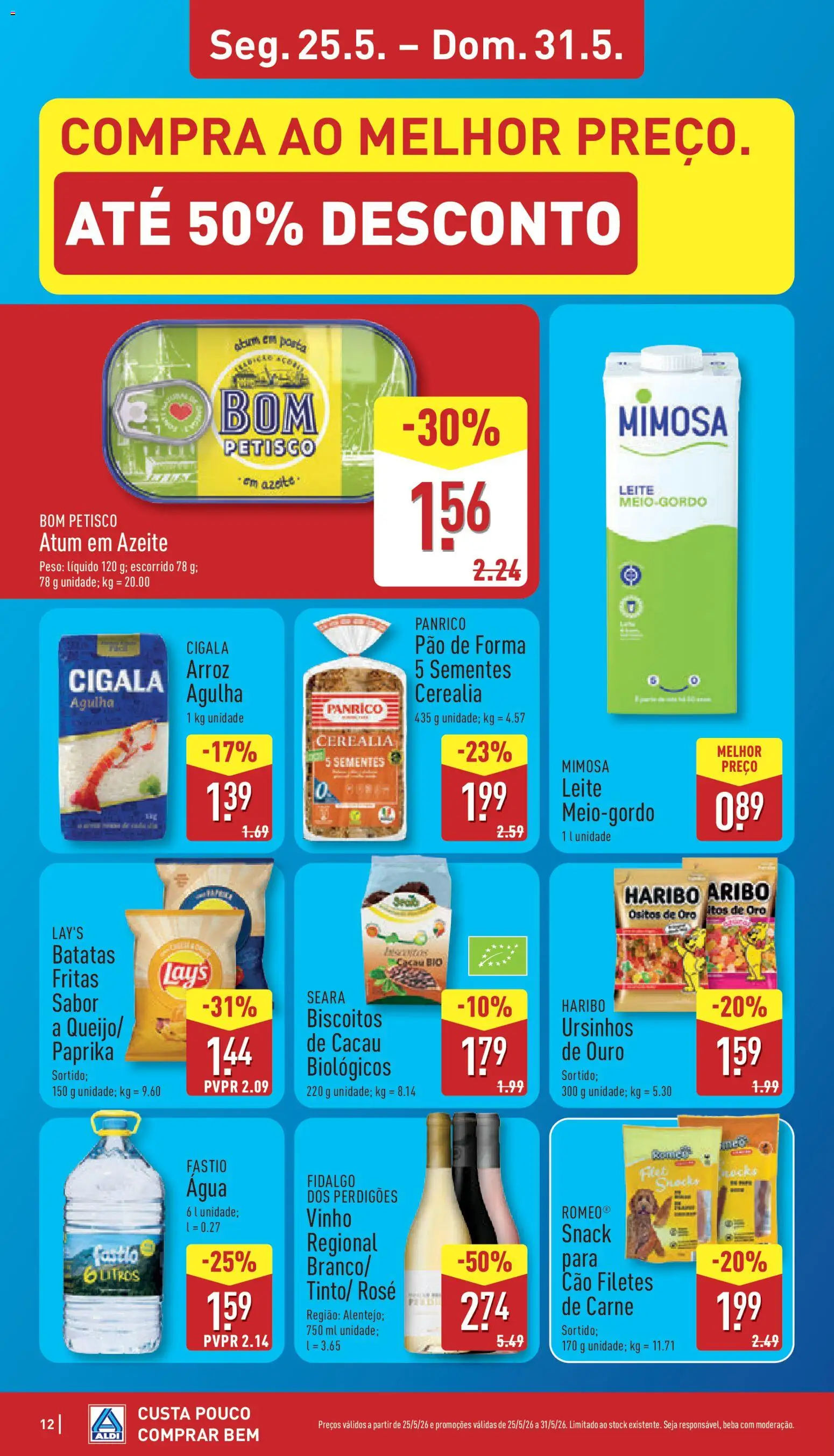 Aldi folheto │ válido de 25.05.2026 | Página: 12 | Produtos: Atum, Arroz, Batatas fritas, Biscoitos