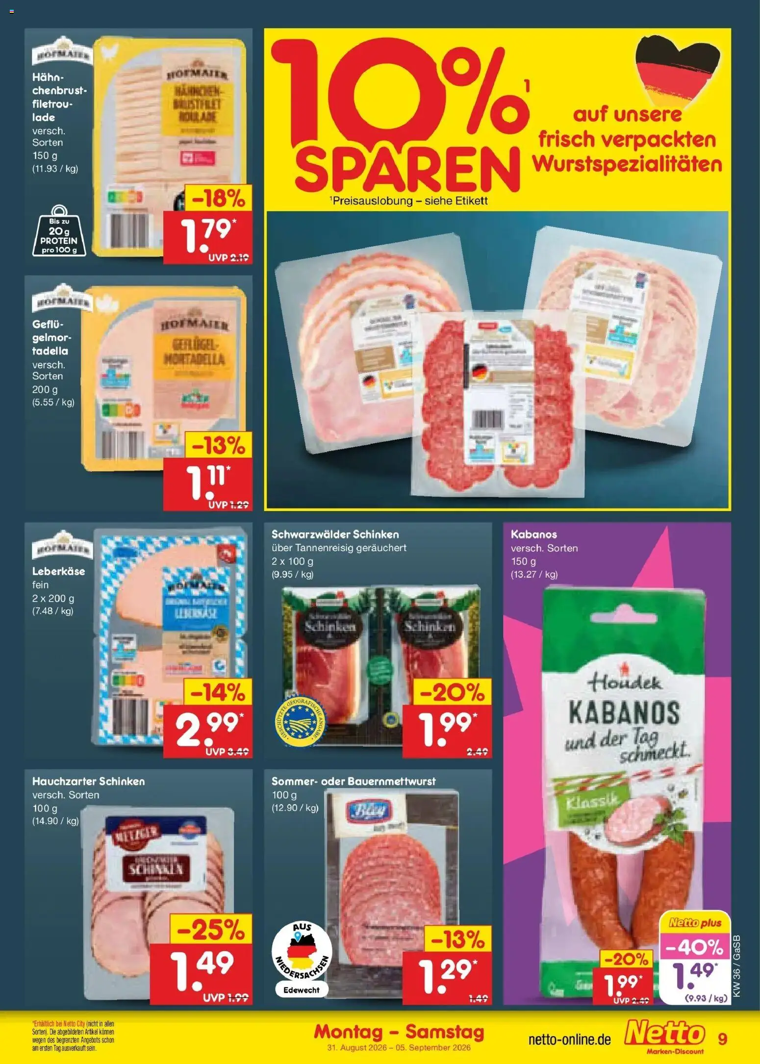 Netto Marken-Discount Prospekt Bremen-Lesum (ab 31.08.2026) » Angebote | Seite: 11 | Produkte: Schinken, Leberkase