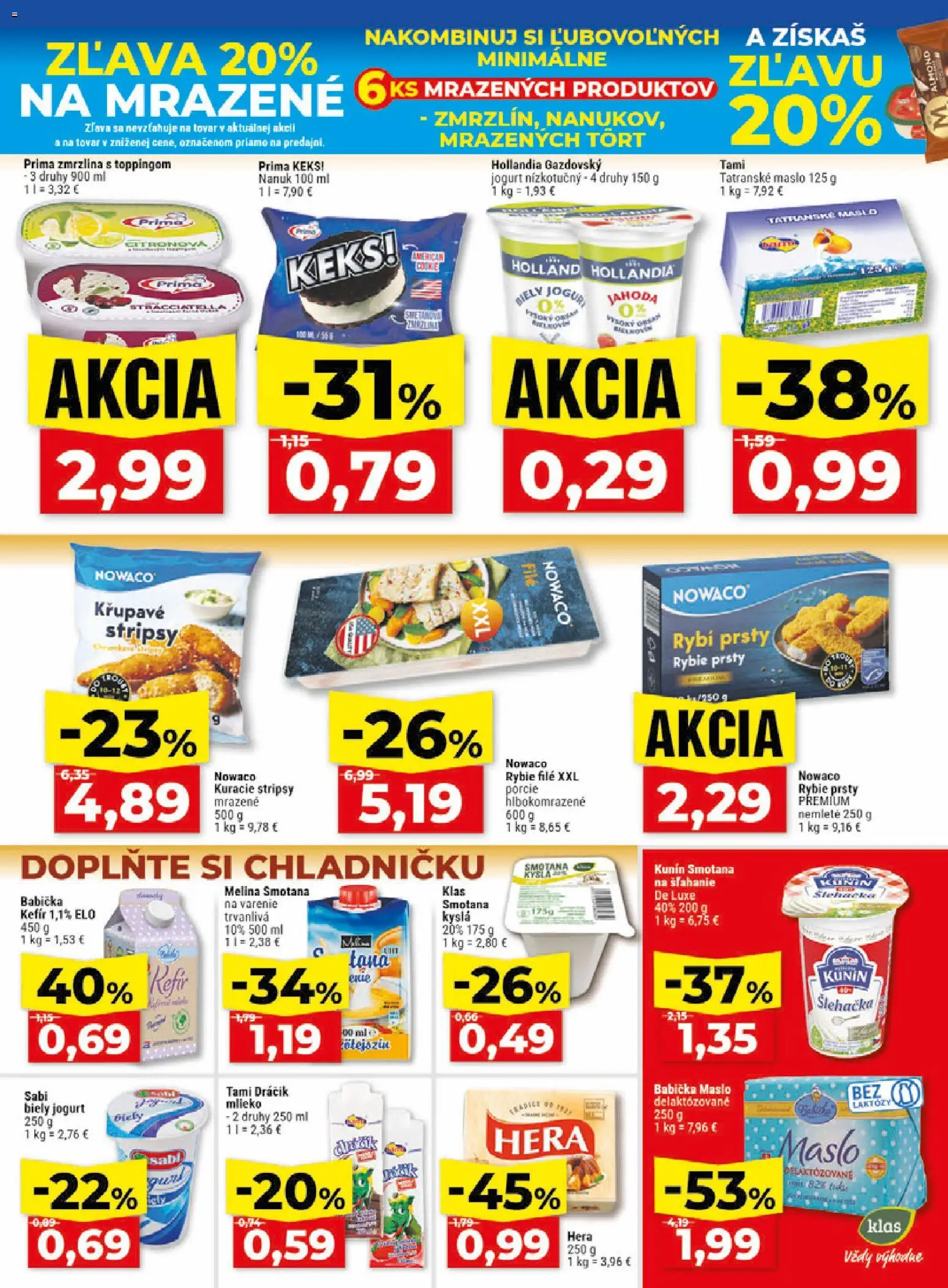 Nové Klas akcie – leták je platný od 17.08.2026 | Strana: 9 | Produkty: Mlieko, Rybie filé, Rybie prsty, Smotana