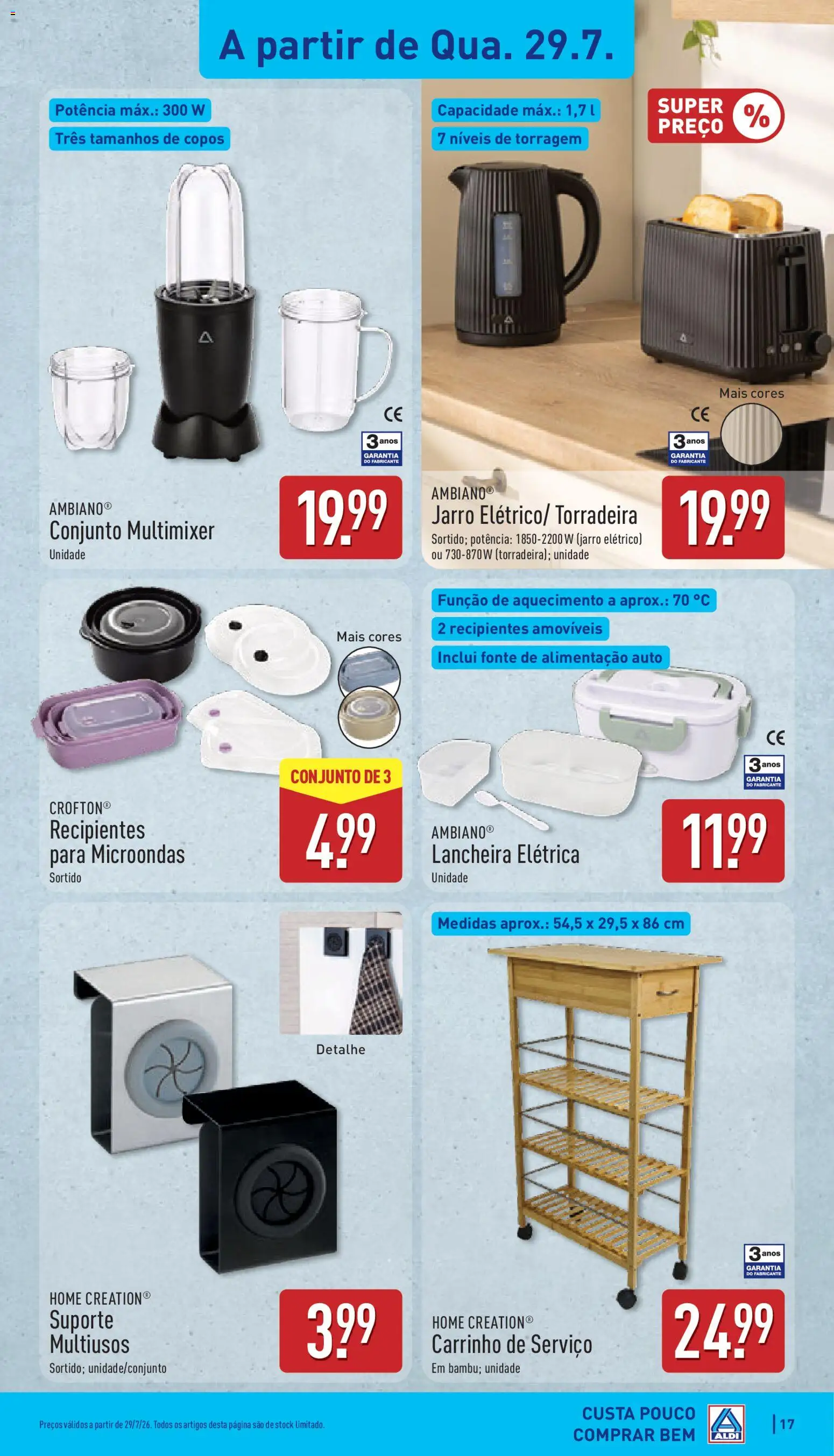 Aldi folheto │ válido de 27/07/2026 | Página: 17 | Produtos: Copos, Lancheira elétrica, Torradeira, Microondas