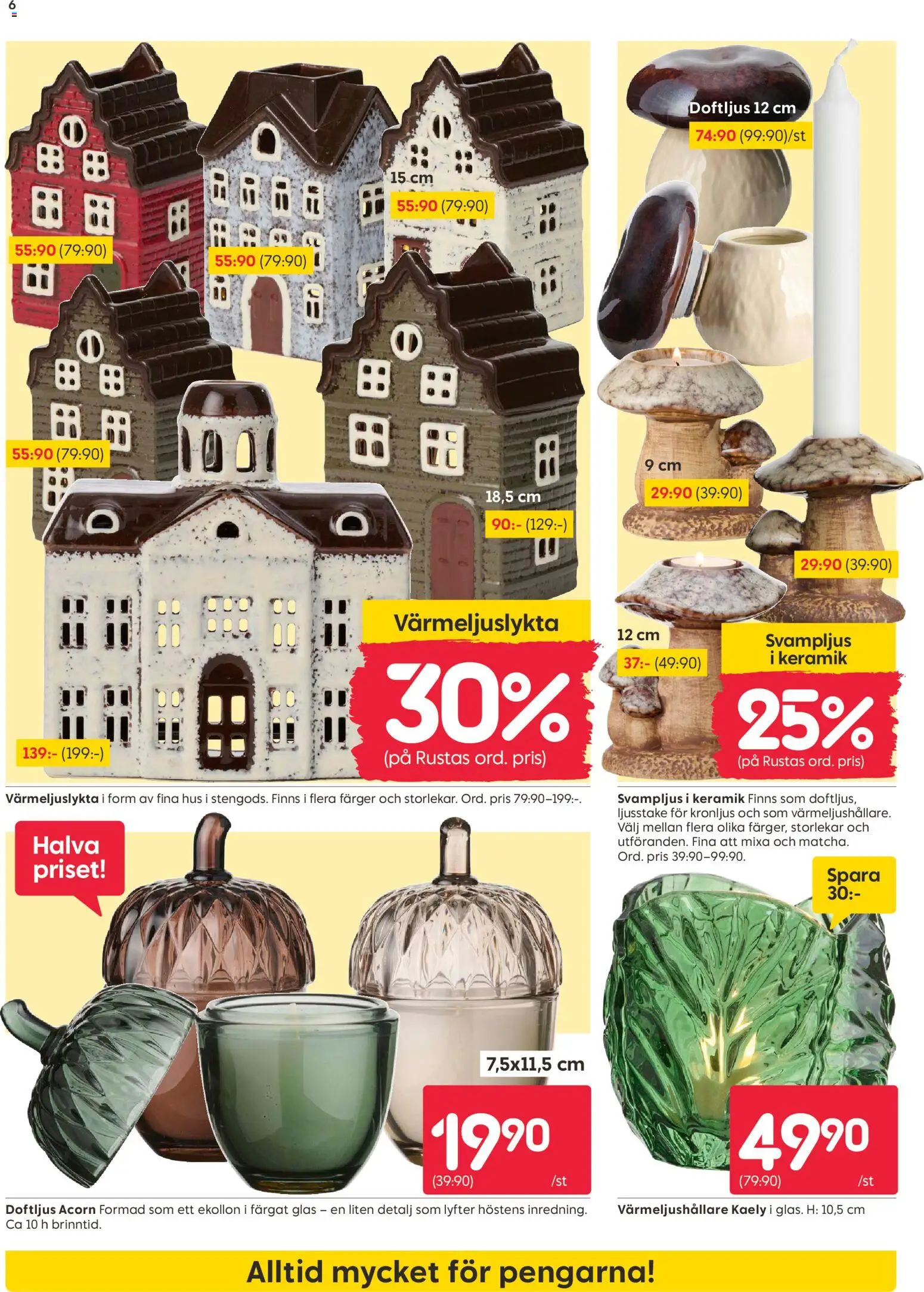 Rusta reklamblad aktuell från 31/08/2026 | Sida: 6 | Produkter: Ljusstake, Glas, Doftljus, Ljus