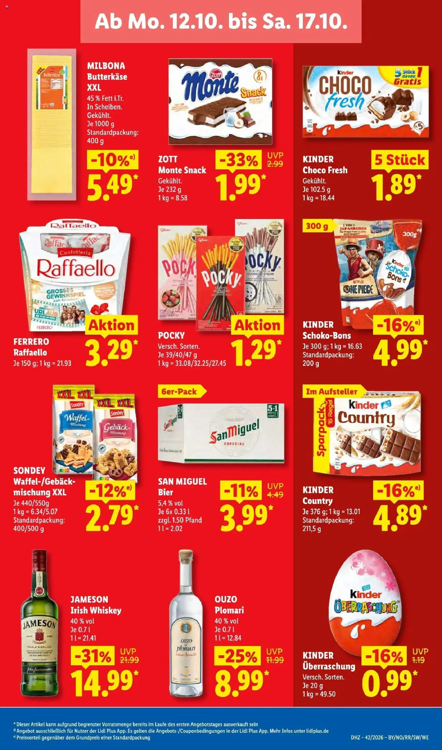 Lidl Prospekt Gladbeck-mitte (ab 12.10.2026) zum Blättern » Angebote | Seite: 31 | Produkte: Raffaello, Jameson, Whiskey, Ouzo plomari