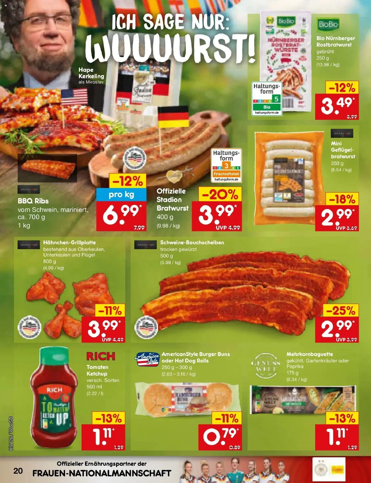 Netto Marken-Discount Prospekt Katzweiler – gültig ab 22.06.2026 | Seite: 26 | Produkte: Bratwurst, Burger, Tomaten, Ketchup