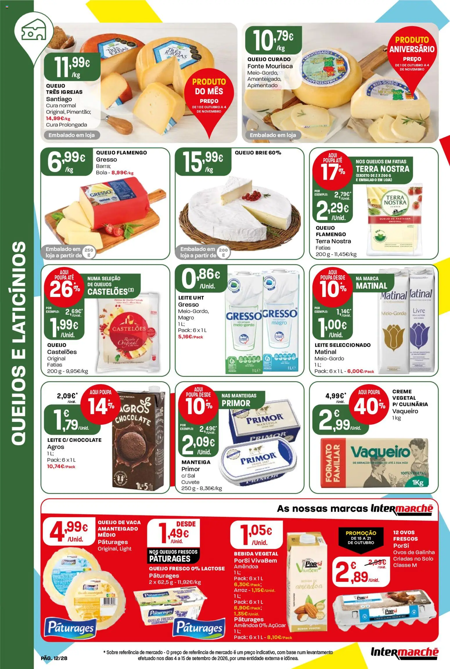 Intermarché folheto Contact │ válido de 15/10/2026 | Página: 12 | Produtos: Queijo curado, Arroz, Açúcar, Creme