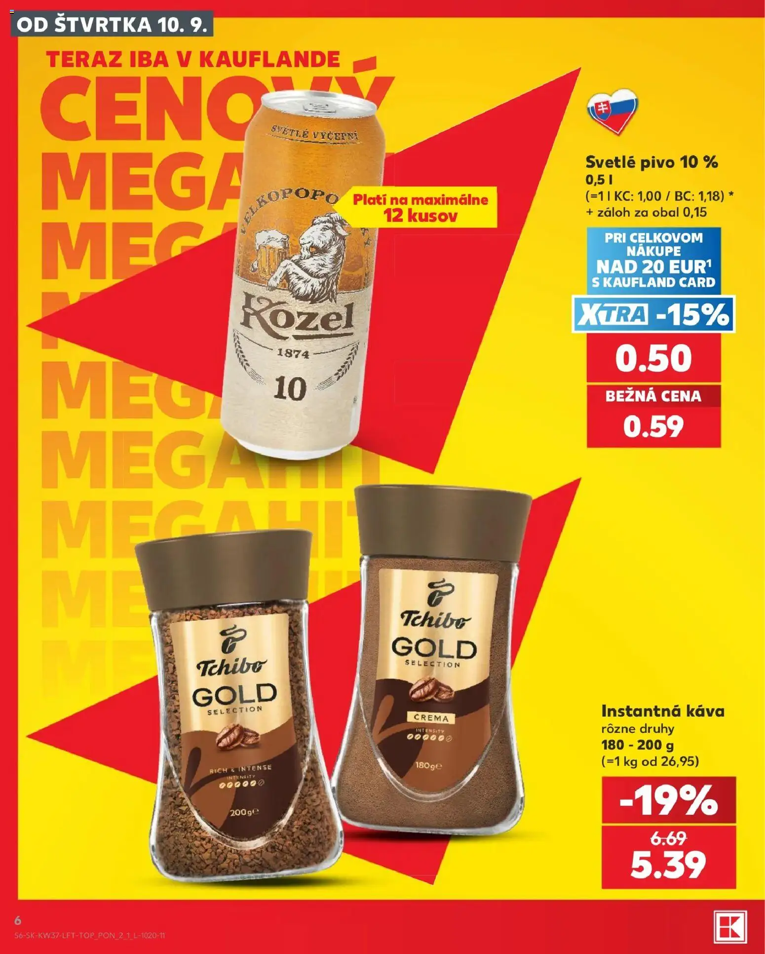 Nové Kaufland akcie – leták je platný od 10.09.2026 | Strana: 6 | Produkty: Pivo, Káva, Instantná káva