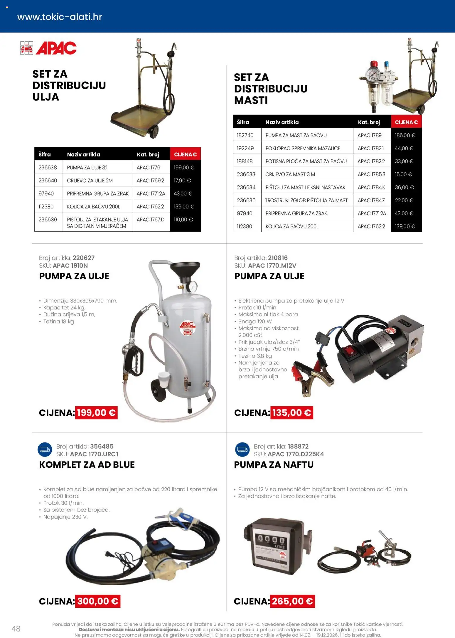Tokić katalog | vrijedi od 14.09.2026 | Stranica: 48 | Proizvodi: Mast, Ulje, Kolica, Pumpa za pretakanje