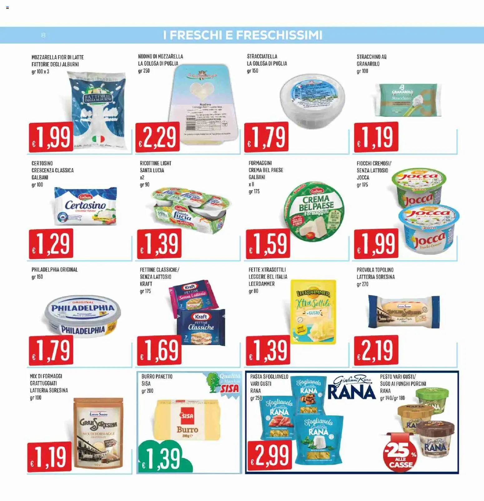 Volantino SISA del 20/08/2026 | Pagina: 8 | Prodotti: Mozzarella, Pasta, Provola, Stracciatella