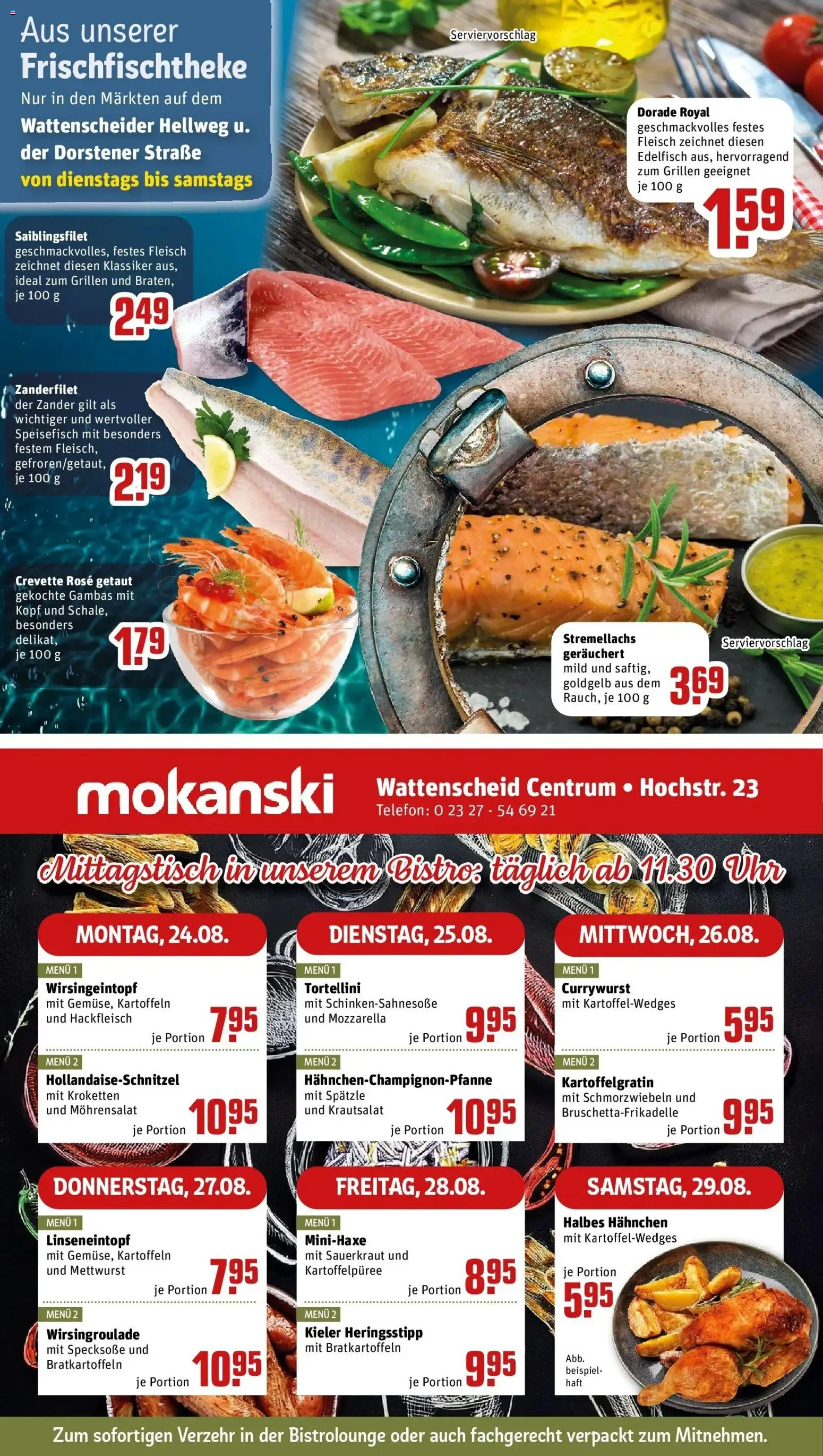 REWE Prospekt ab 24.08.2026 zum Blättern » Angebote | Seite: 27 | Produkte: Dorade, Mozzarella, Telefon, Hackfleisch
