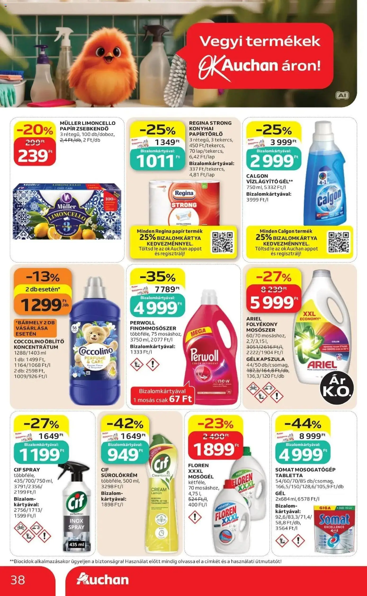 Auchan akciós újság Szolnok - 2026.09.03. -tól/töl > akció, lapozható szórólap 🛍️ | Oldal: 38 | Termékek: Somat, Zsebkendő, Mosogatógép, Müller