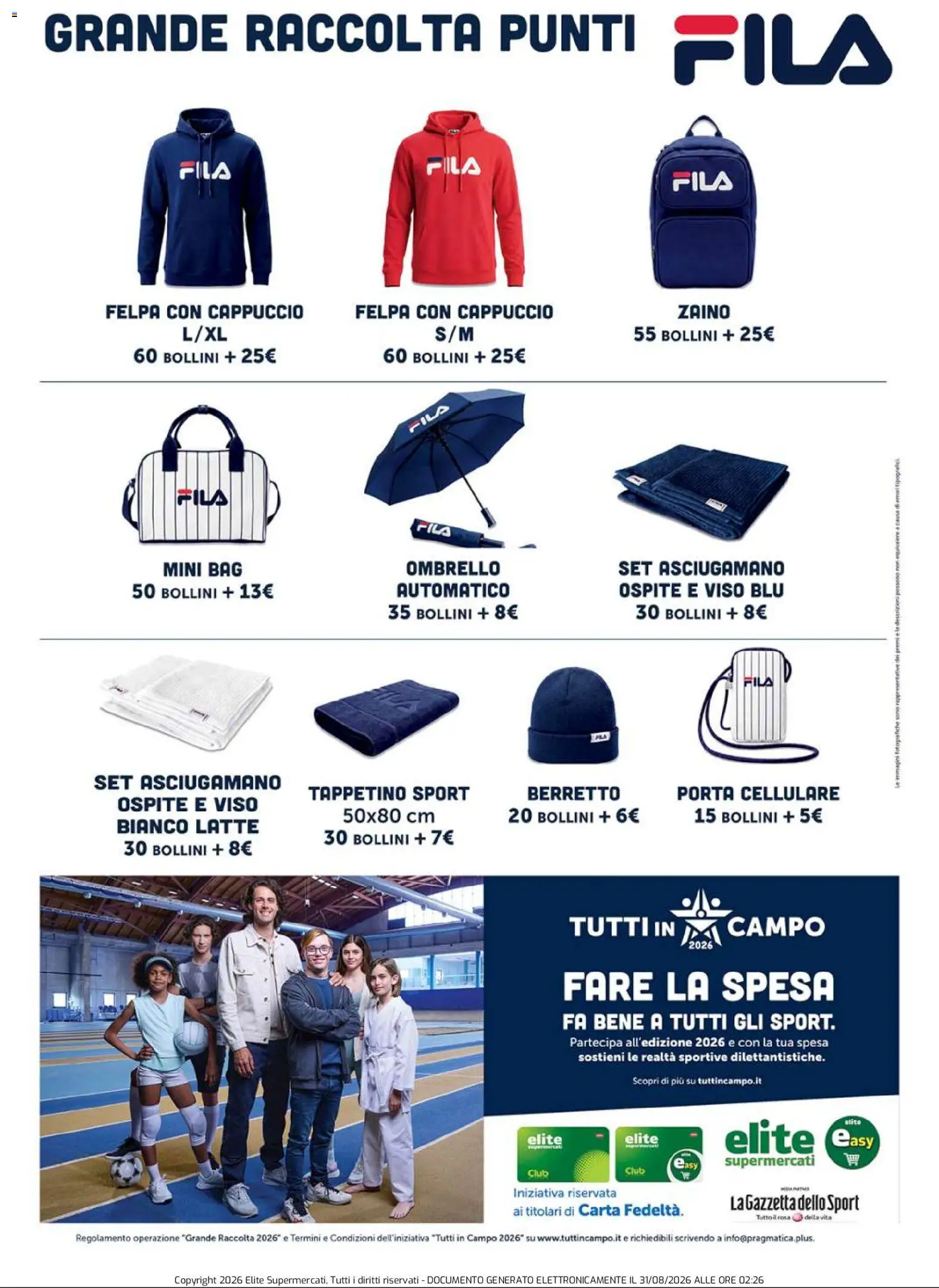 Volantino Elite Supermercati del 31/08/2026 | Pagina: 3 | Prodotti: Porta, Latte, Ombrello, Asciugamano