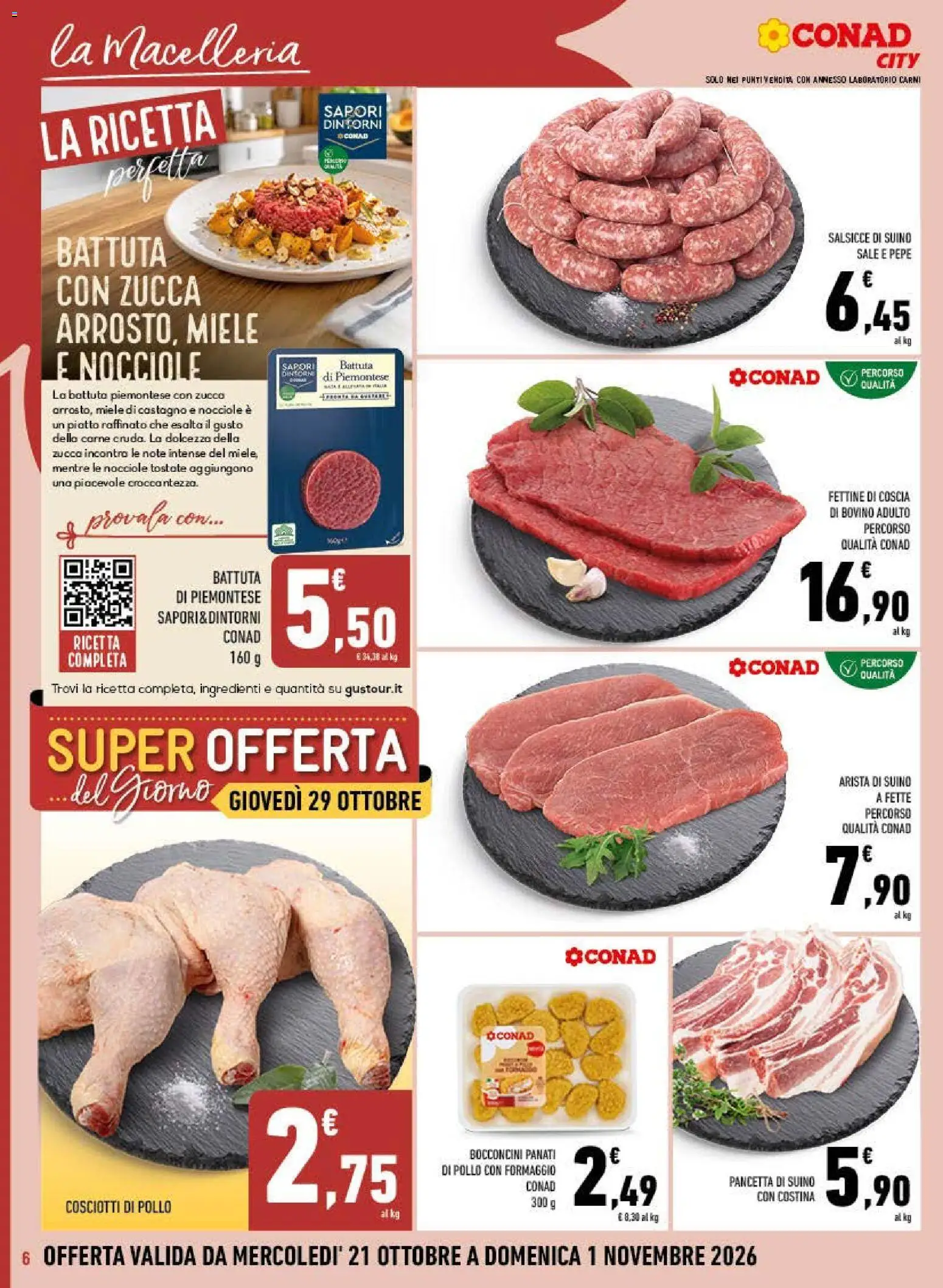 Volantino Conad del 21/10/2026 | Pagina: 6 | Prodotti: Carne, Ingredienti, Piatto, Salsicce