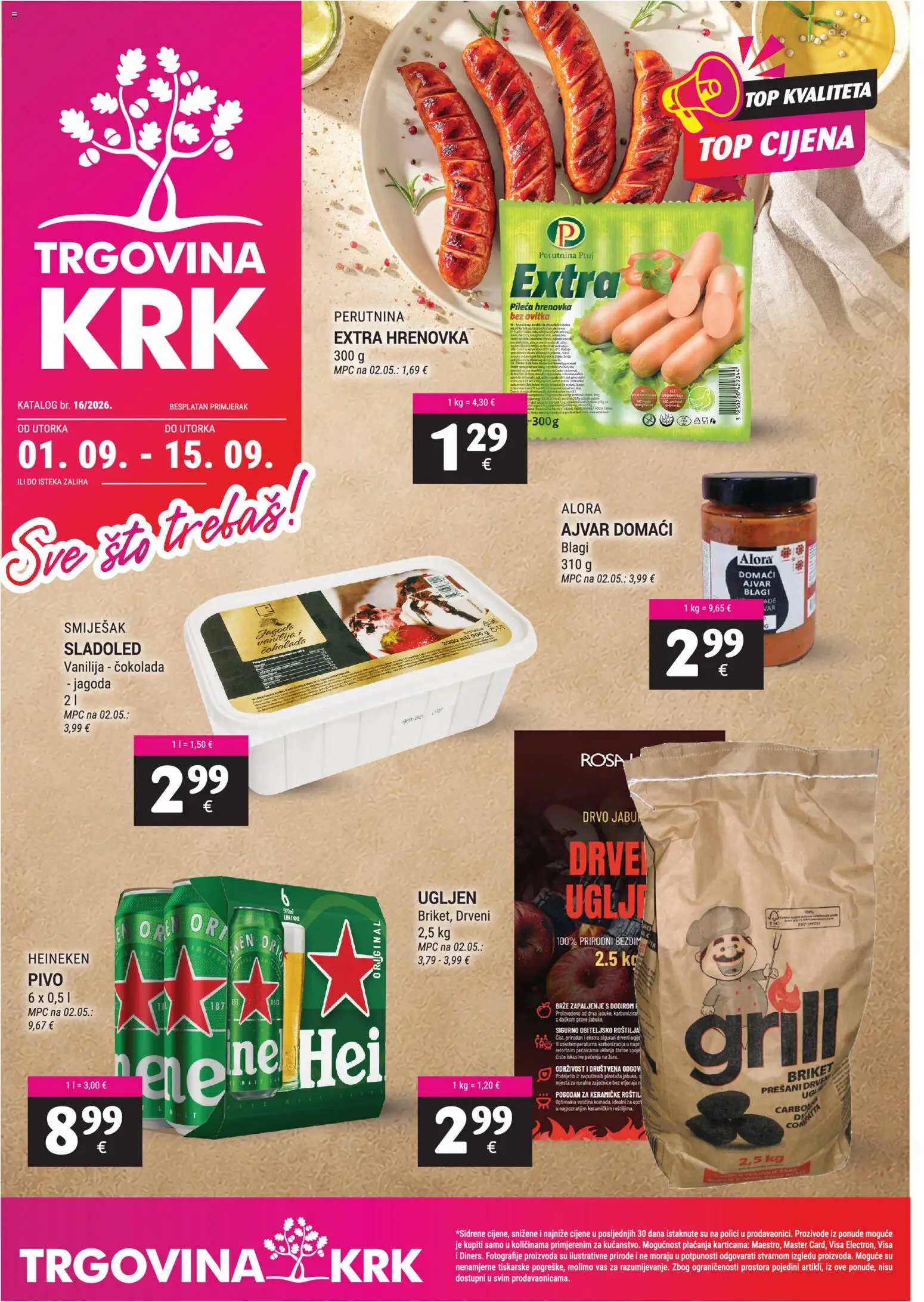 Trgovina Krk katalog | vrijedi od 01.09.2026 | Stranica: 1 | Proizvodi: Čokolada, Ajvar, Sladoled, Grill