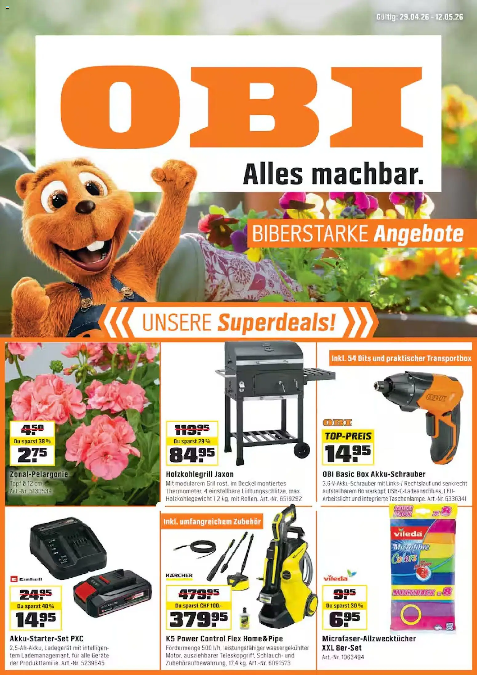 OBI aktionen – gültig ab 29.04.2026 | Seite: 1 | Produkte: Box, Ladegerät