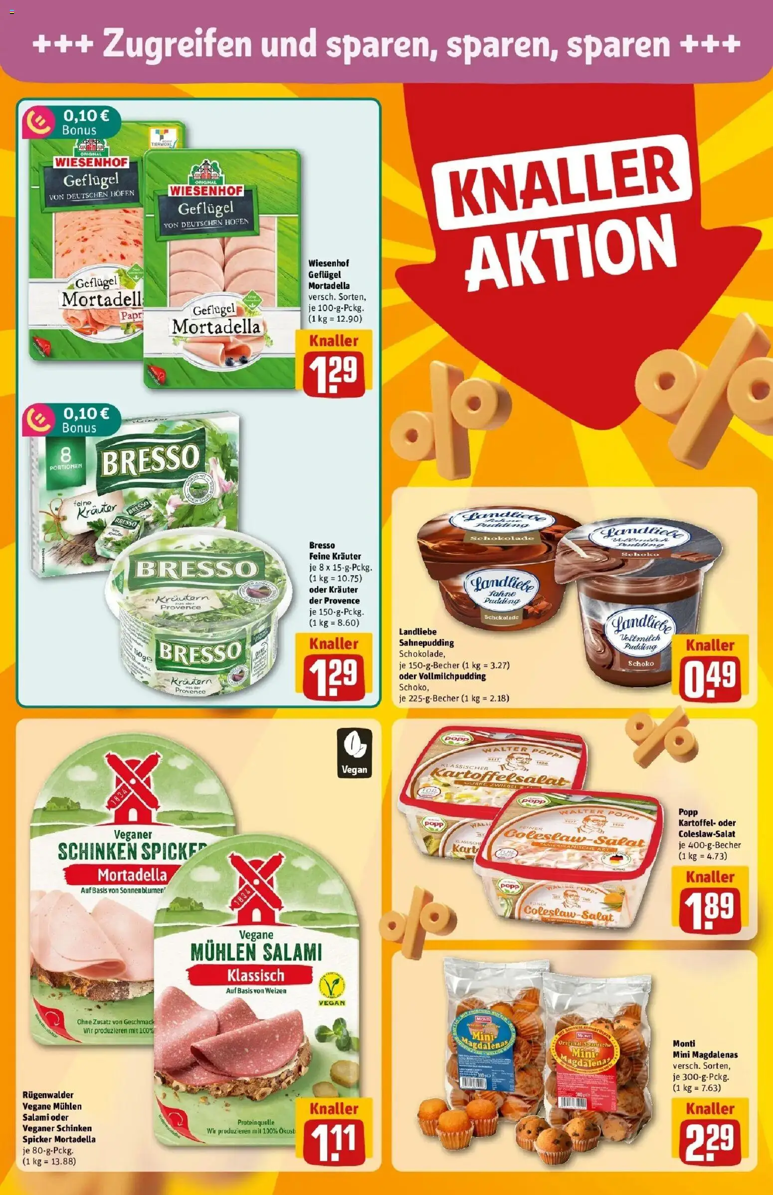 REWE Prospekt ab 17.08.2026 zum Blättern » Angebote | Seite: 4 | Produkte: Schokolade, Pudding, Salami, Schinken