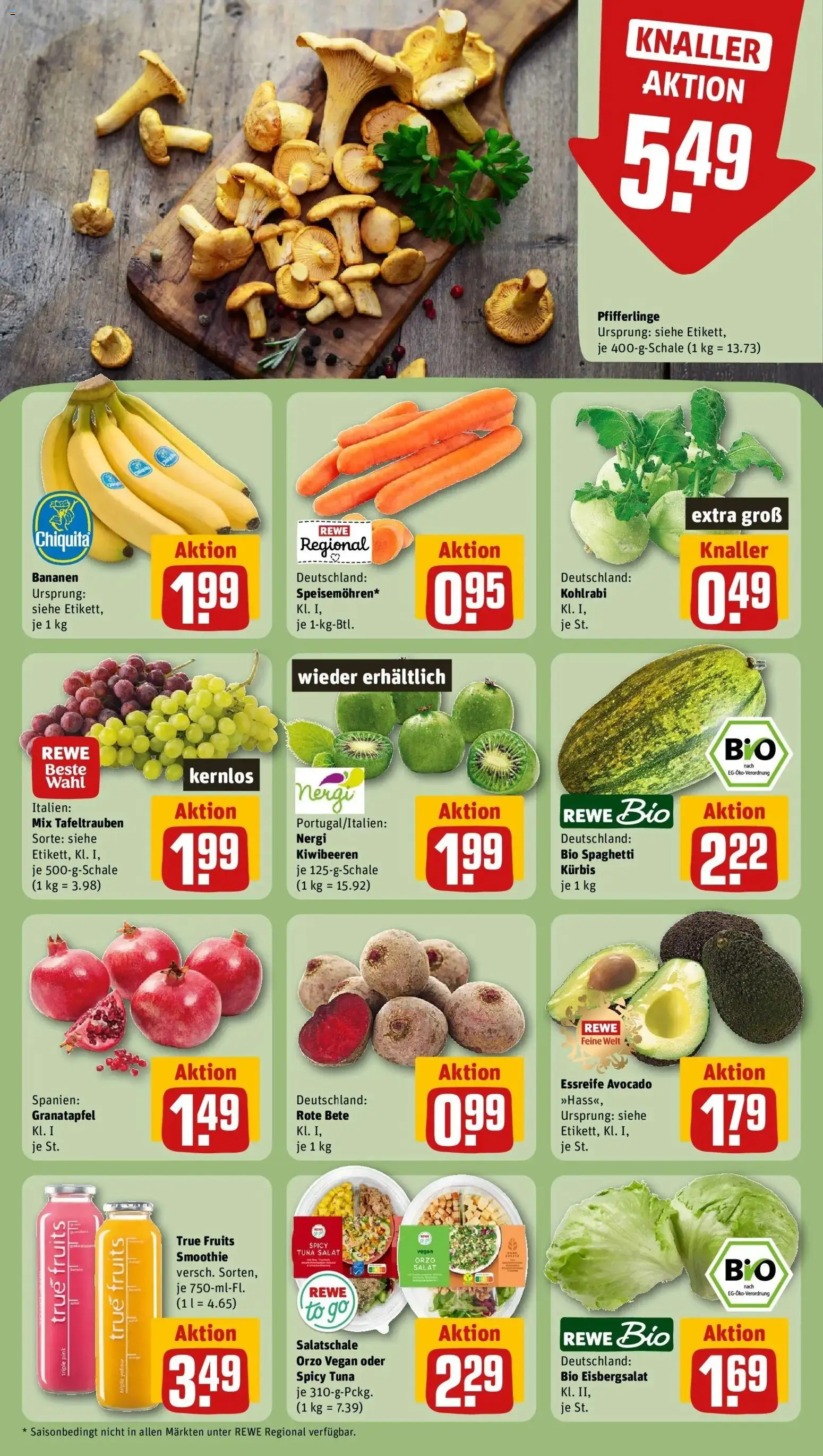 REWE Prospekt ab 14.09.2026 zum Blättern » Angebote | Seite: 4 | Produkte: Granatapfel, Spaghetti, Eisbergsalat, Salat