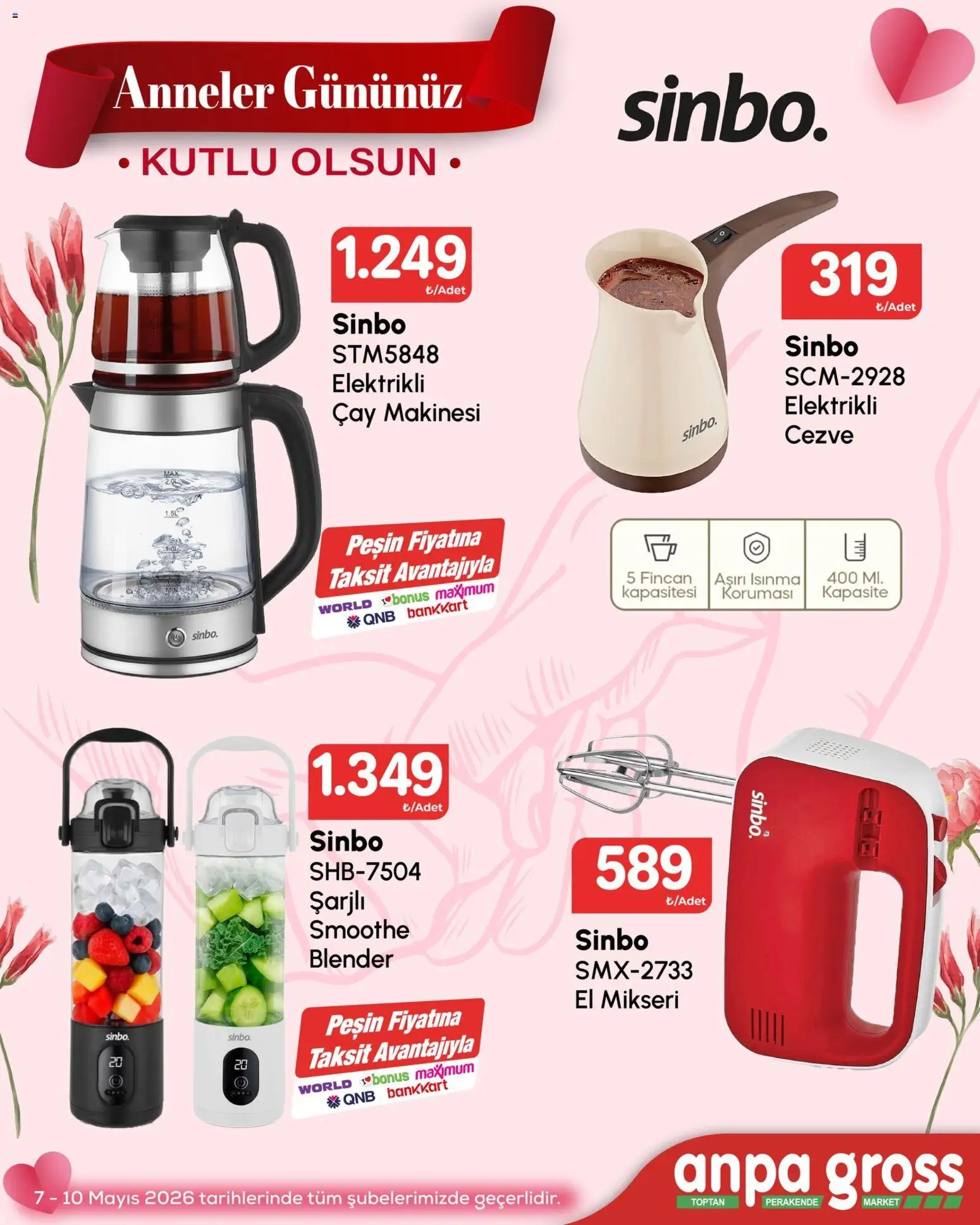 Anpa Gross - Anneler Gününüz - 07.05.2026 tarihinden itibaren geçerlidir | Sayfa: 4 | Ürünler: Blender, Çay makinesi, Çay