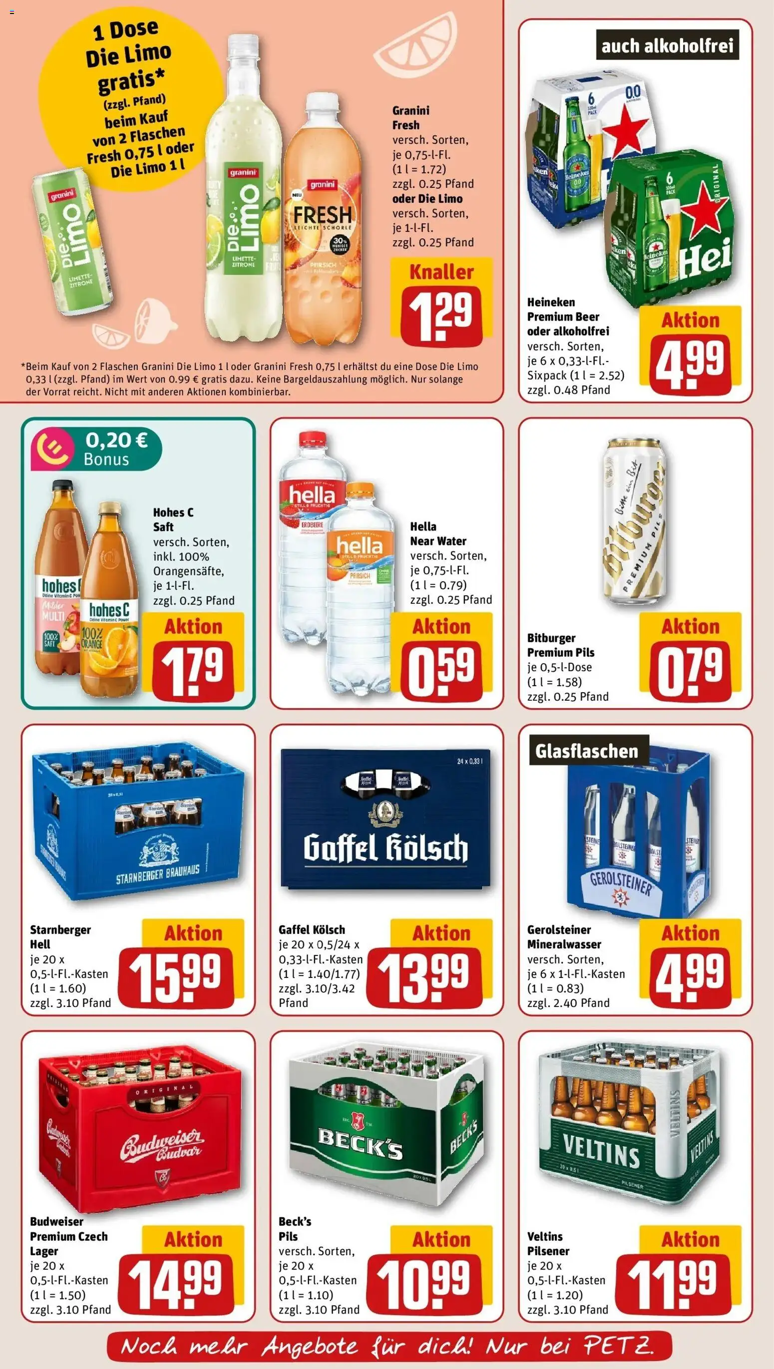 REWE Prospekt ab 21.09.2026 zum Blättern » Angebote | Seite: 22 | Produkte: Mineralwasser, Heineken, Granini, Veltins