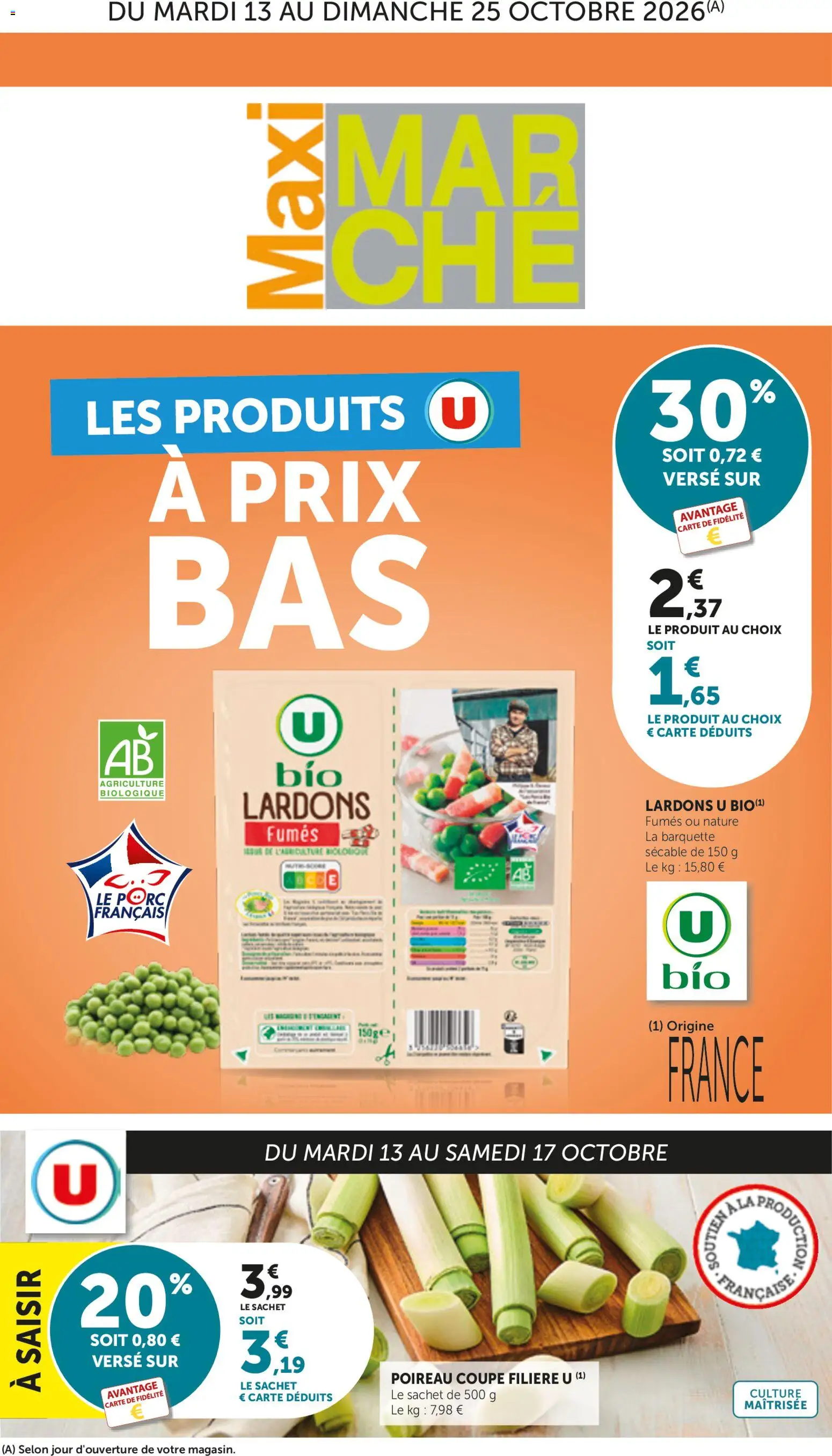 {H1} | Page: 1 | Produits: Poireau, Lardons, Porc