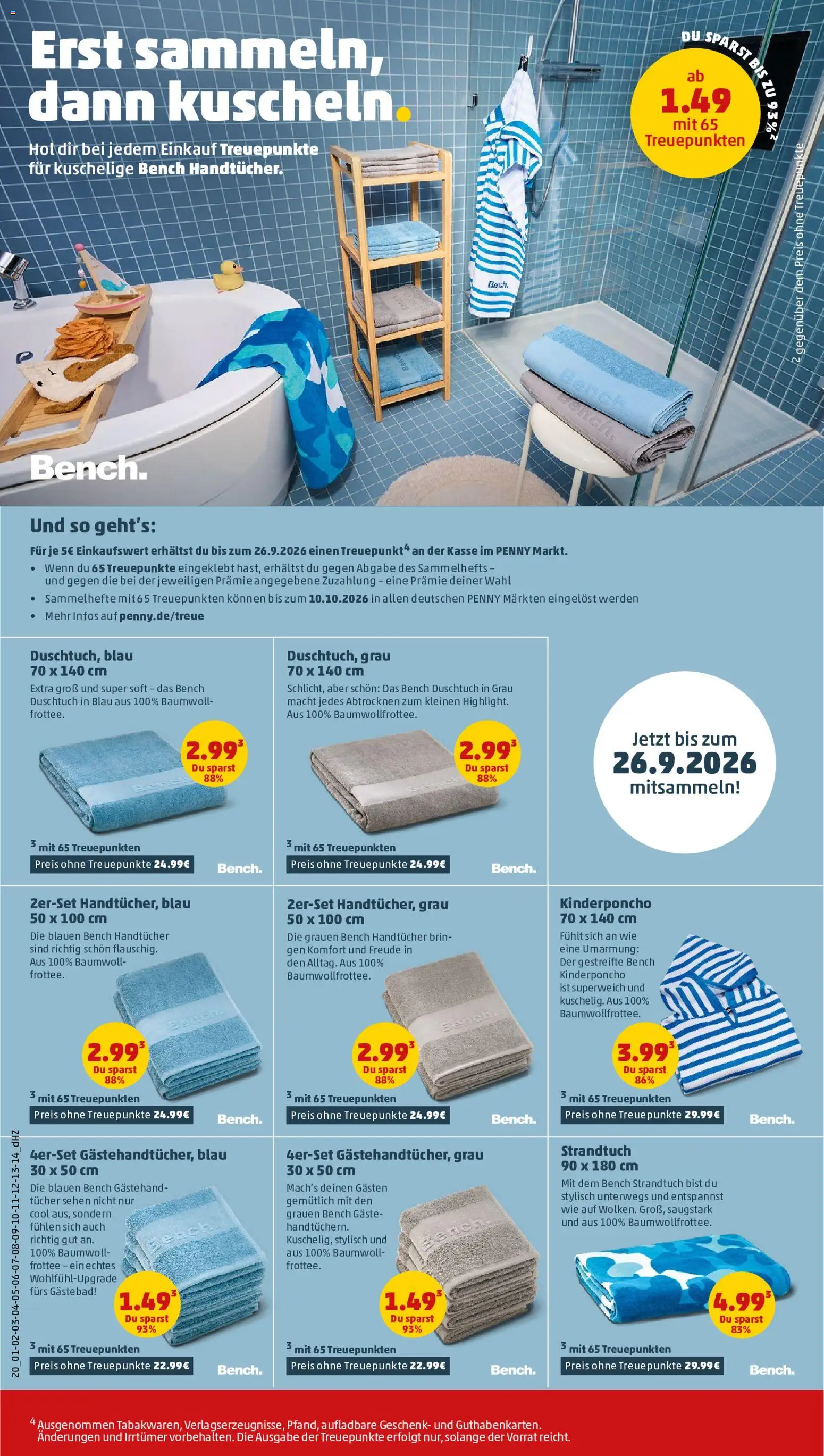 Penny Prospekt – gültig ab 17.08.2026 | Seite: 26 | Produkte: Poncho, Strandtuch