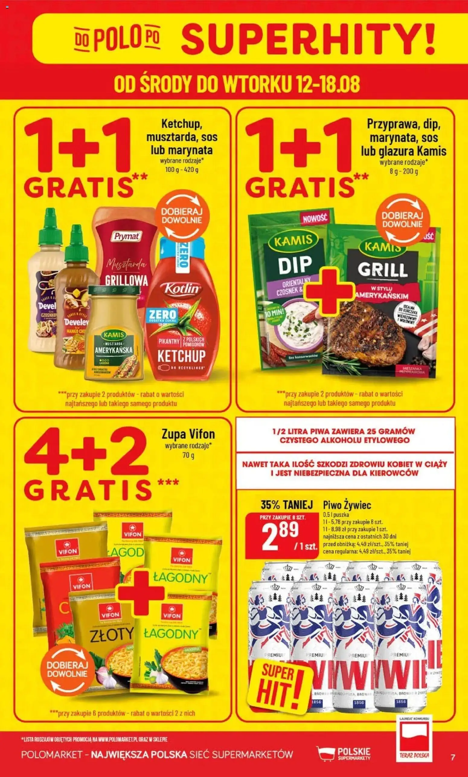 Nowa POLOmarket gazetka od jutra 12.08.2026 | Strona: 7 | Produkty: Mango, Vifon, Piwo, Sos