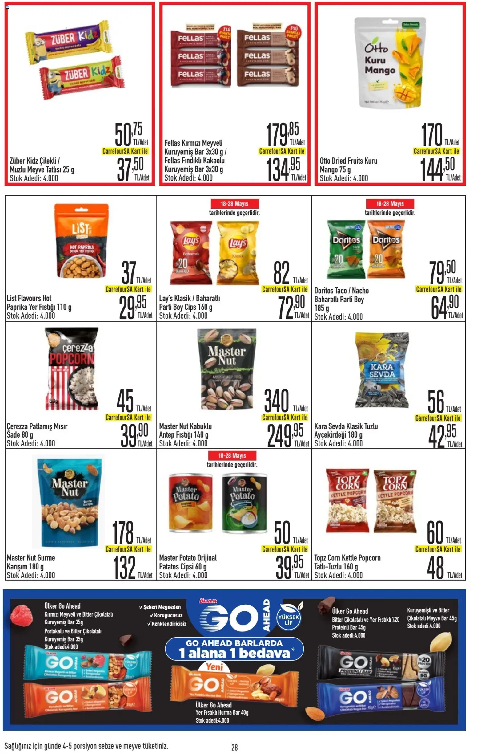 CarrefourSA Katalog - 18.05.2026 tarihinden itibaren geçerlidir | Sayfa: 28 | Ürünler: Meyve, Yer fıstığı, Hurma, Mısır