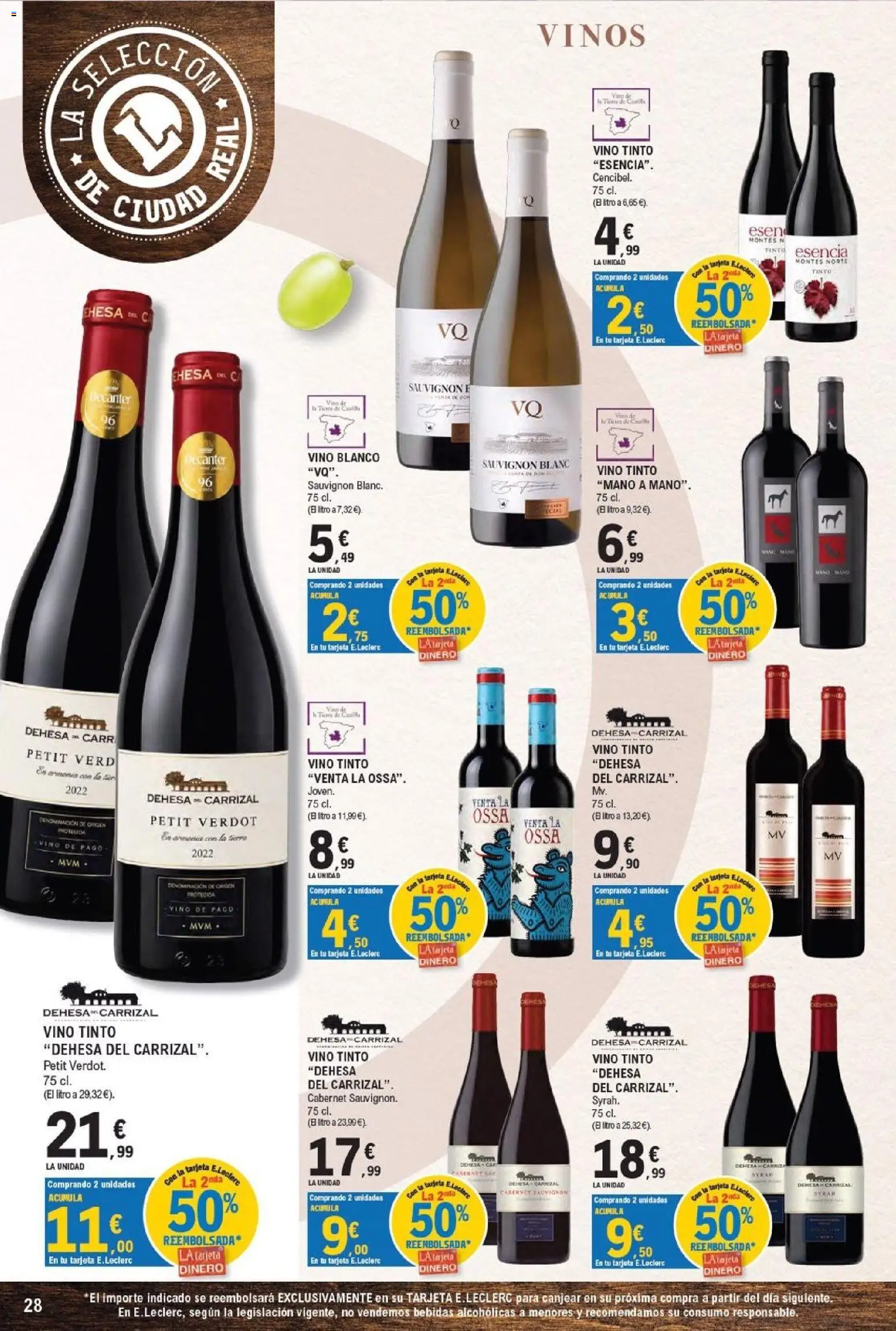E.Leclerc - Ciudad Real │ válido desde el 16/09/2026 | Página: 28 | Productos: Vino tinto, Vino blanco, Bebidas, Tierra
