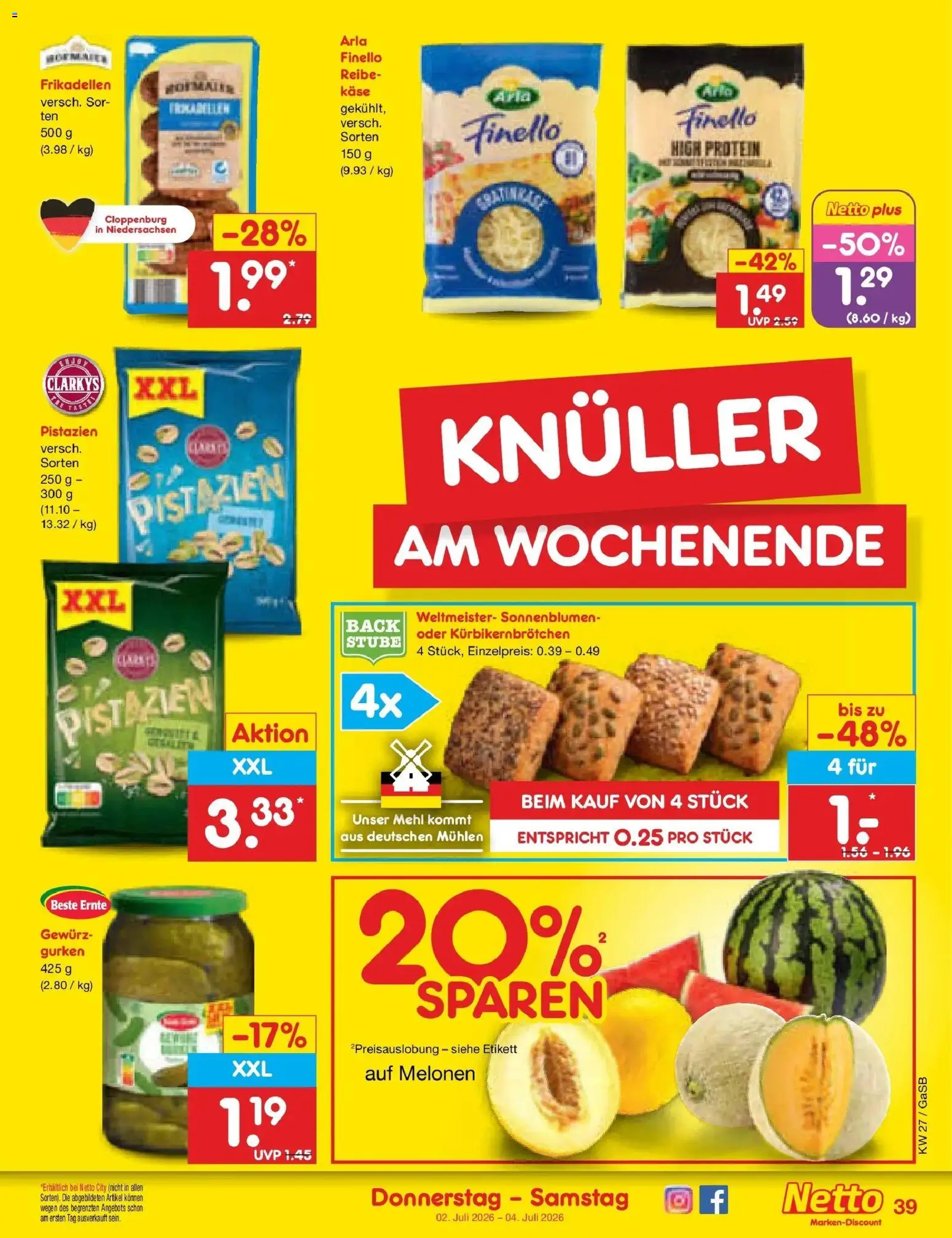 Netto Marken-Discount Prospekt Bremen-Lesum – gültig ab 28.06.2026 | Seite: 57 | Produkte: Mehl, Käse, Pistazien, Gurken