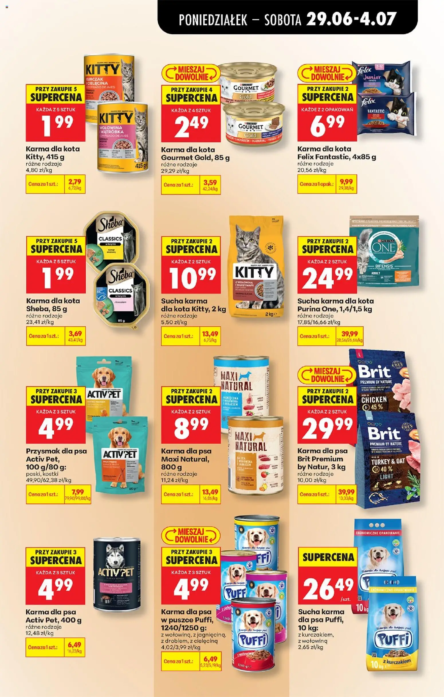 Biedronka gazetka od poniedziałku od 29.06.2026 | Strona: 77 | Produkty: Kurczak, Karma dla kota, Karma dla psa, Sucha karma dla psa