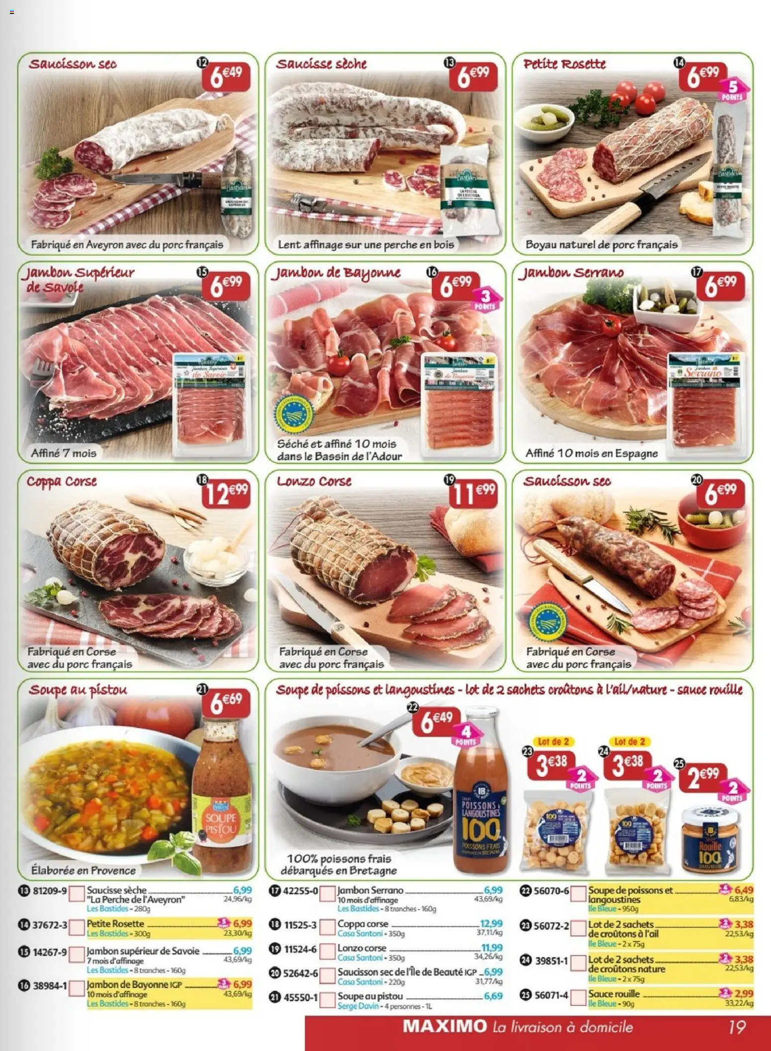{H1} | Page: 19 | Produits: Soupe, Saucisson, Jambon, Saucisse