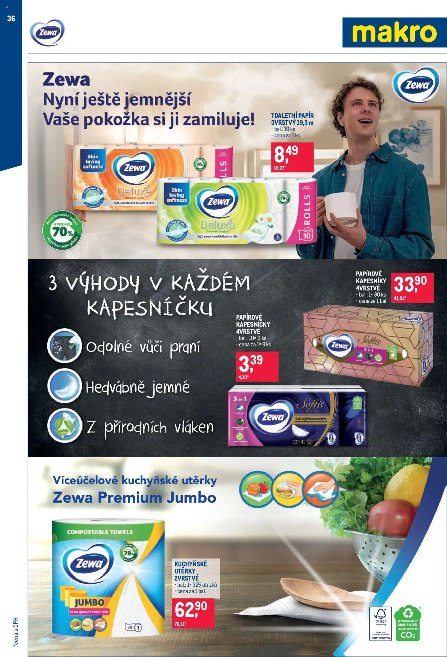 Makro leták - Obchodní partneři od 20.05.2026 | Strana: 36 | Produkty: Kuchyňské utěrky, Papírové kapesníky, Papírové kapesníčky, Zewa