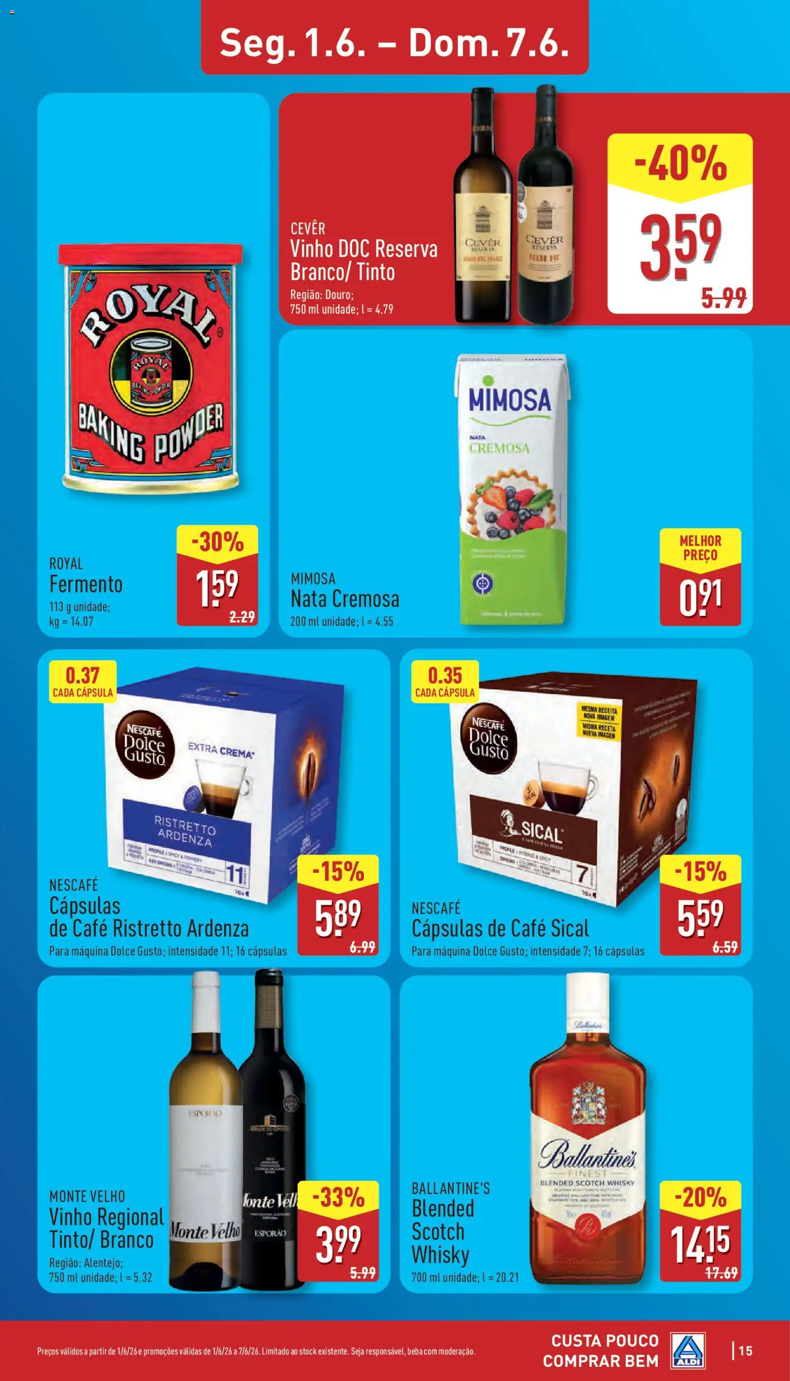 Aldi folheto │ válido de 01.06.2026 | Página: 15 | Produtos: Whisky, Café, Nata, Dolce gusto