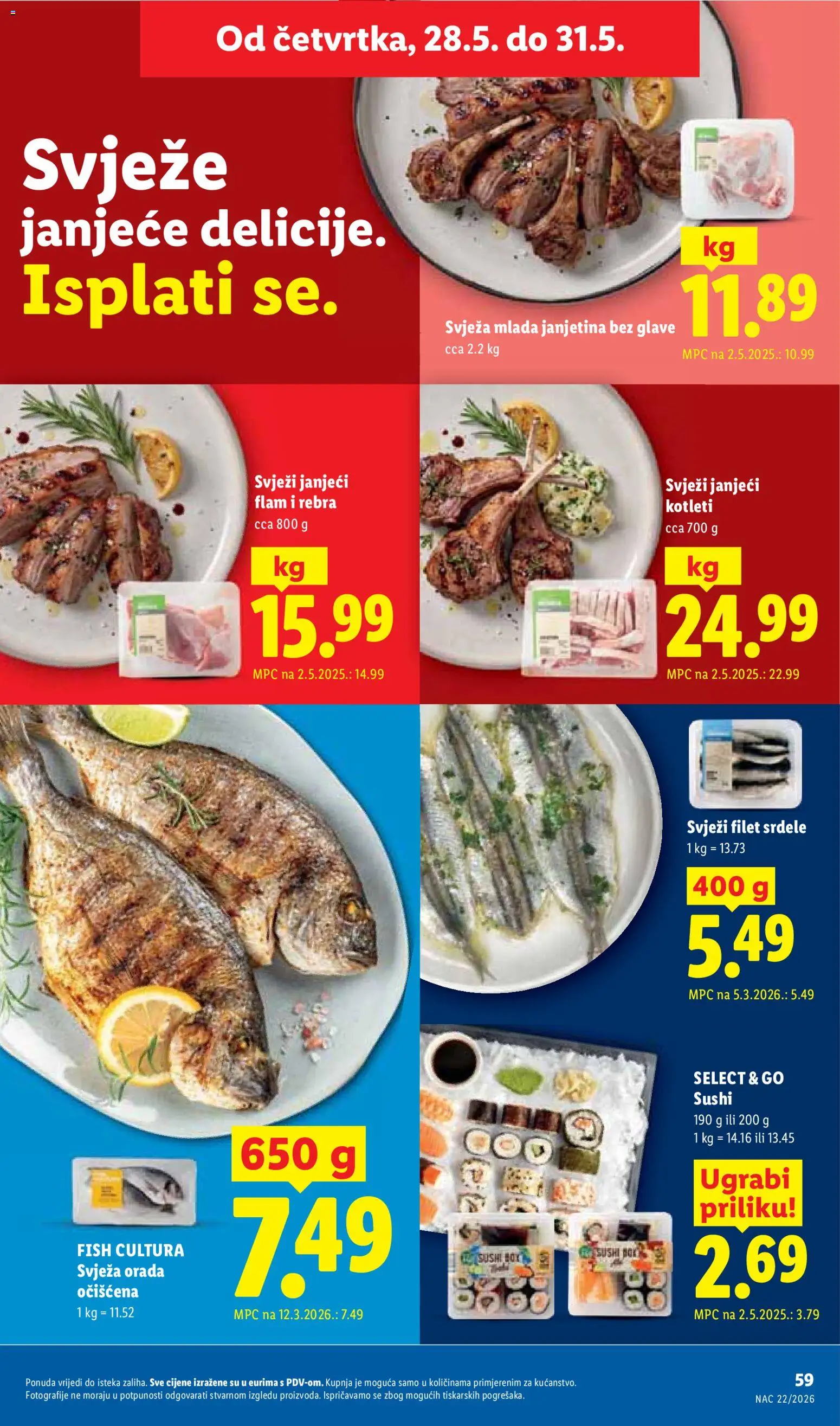 Lidl katalog | vrijedi od 25.05.2026 | Stranica: 59 | Proizvodi: Janjetina, Sushi