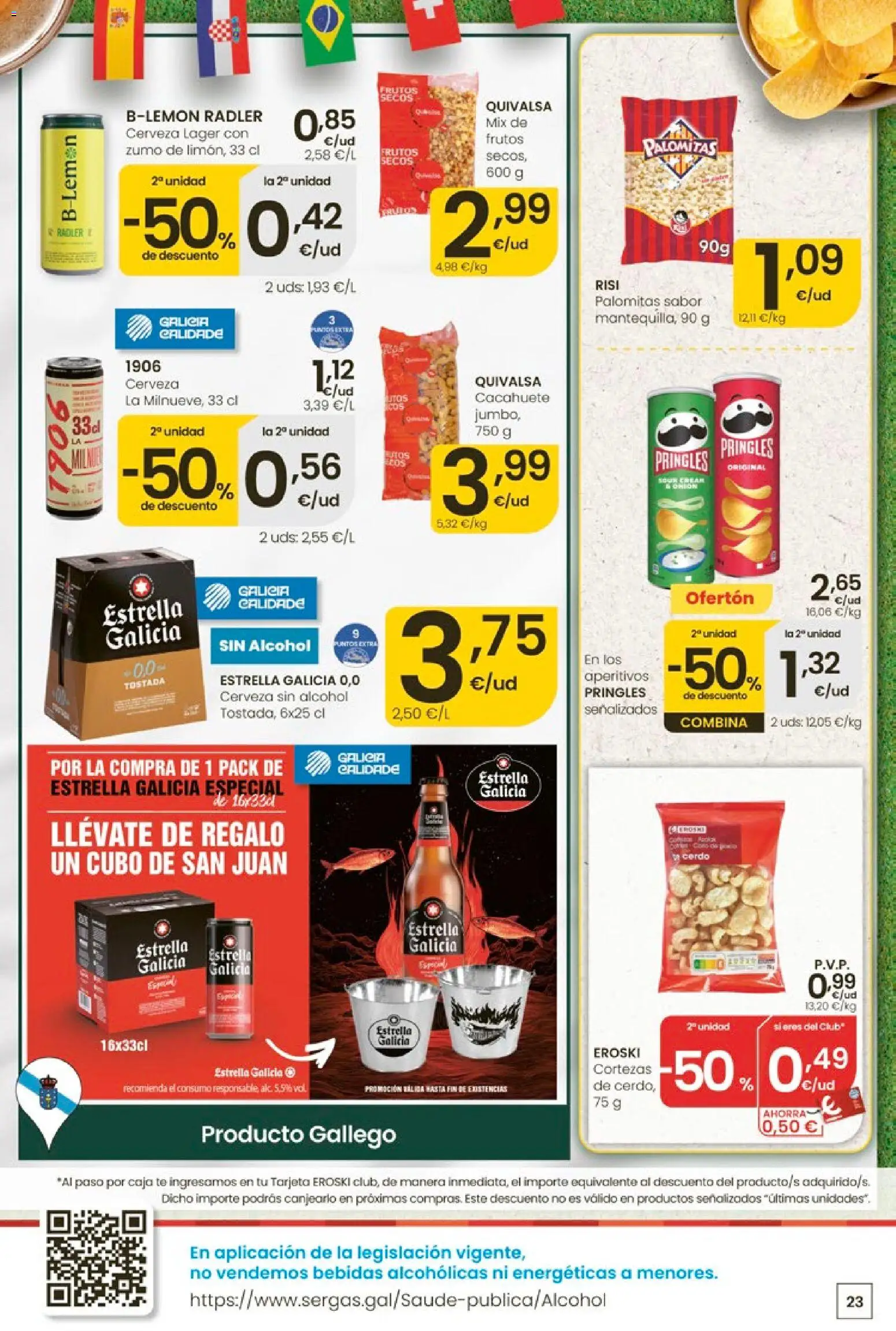 Eroski Ofertones de verano │ válido desde el 11.06.2026 | Página: 23 | Productos: Cerveza sin alcohol, Ροζ πιπέρι, Frutos secos, Té