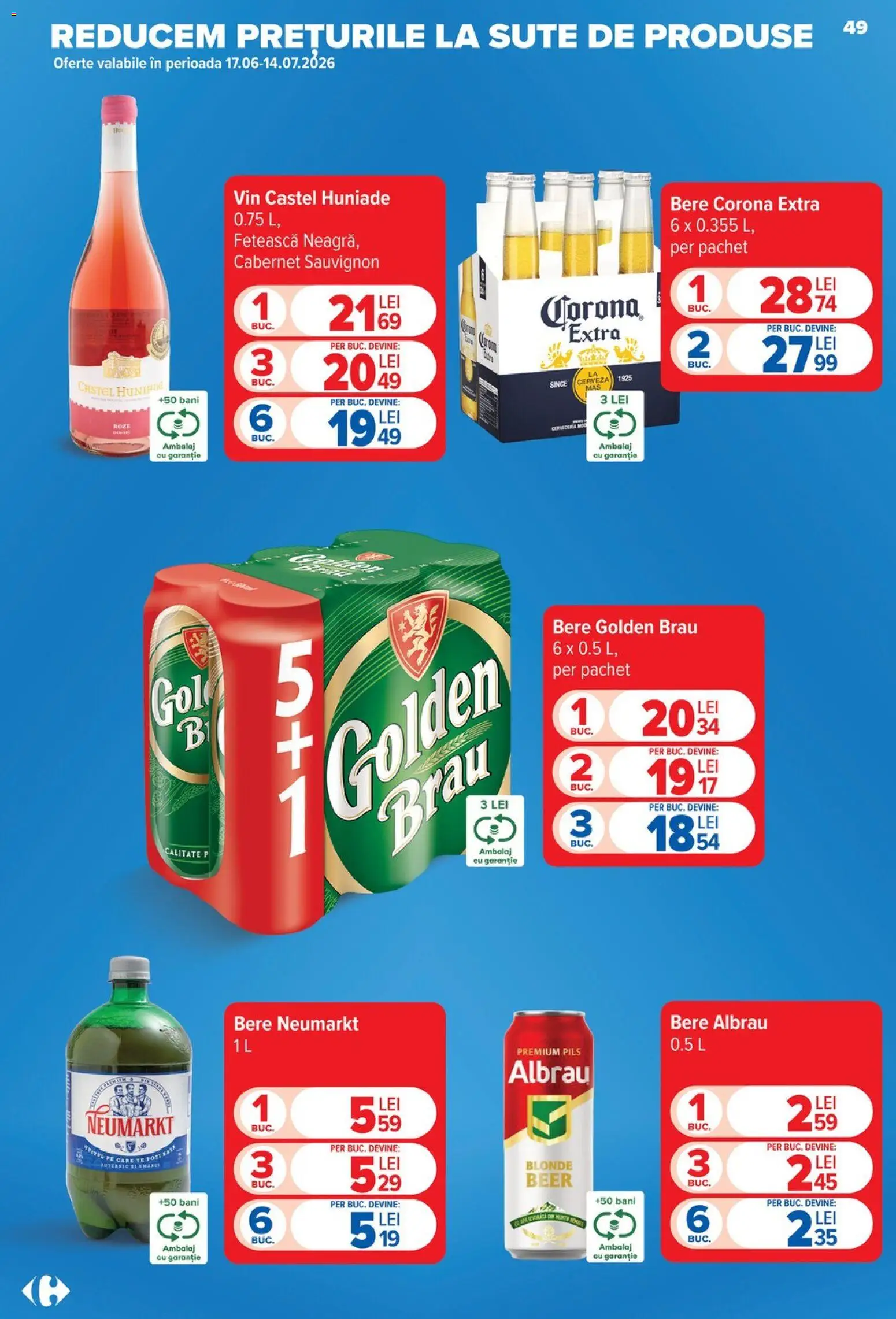 Noul catalog Carrefour – valabil de la 17.06.2026 | Pagină: 48 | Produse: Atıştırmalık, Klozet koku giderici, Vin, Bere