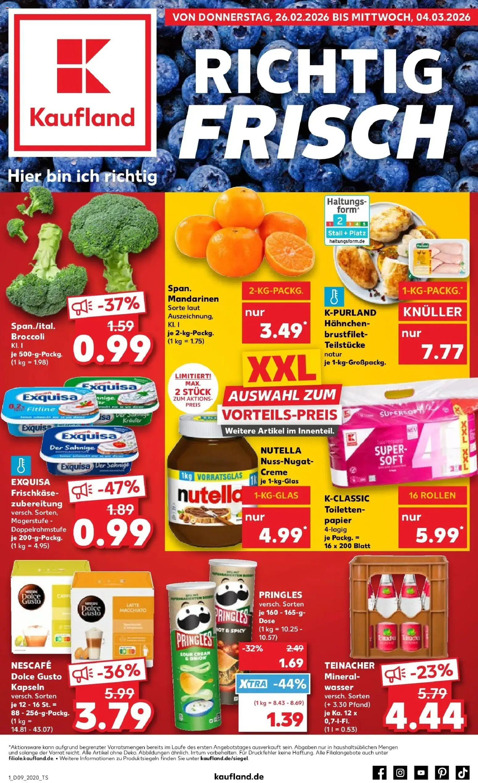 Kaufland prospekt Pfullingen	 – gültig ab 26.02.2026 | Seite: 1 | Produkte: Mineralwasser, Creme, Wasser, Dolce Gusto kapseln