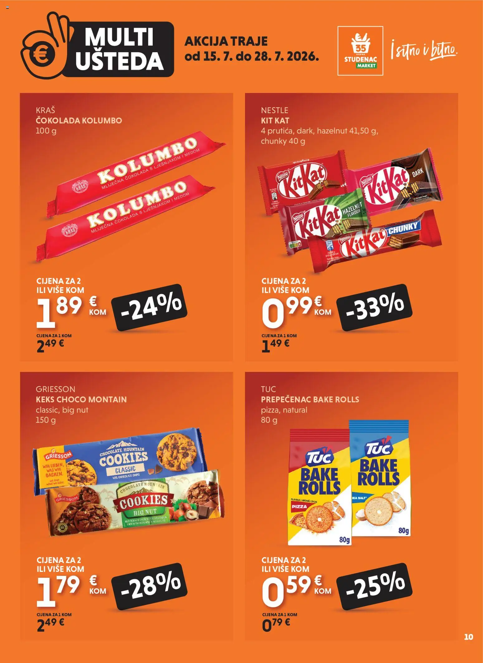 Studenac katalog | vrijedi od 15.07.2026 | Stranica: 10 | Proizvodi: Čokolada, Pizza, Keks