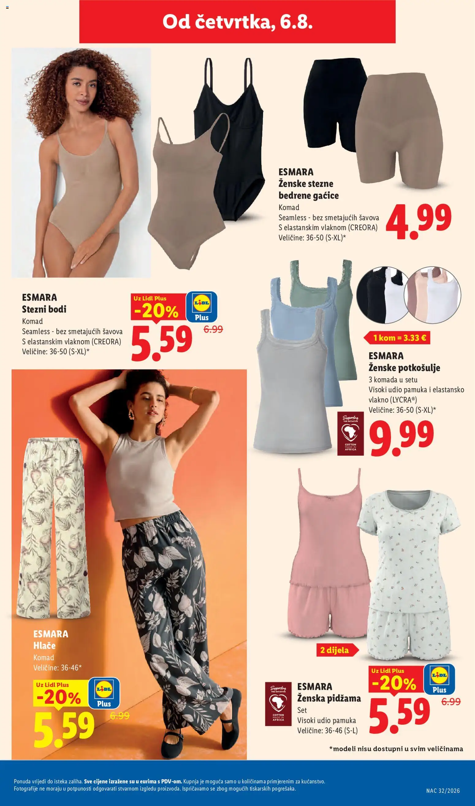 Lidl katalog | vrijedi od 03.08.2026 | Stranica: 43 | Proizvodi: Hlače, Gaćice, Pidžama, Ženska pidžama