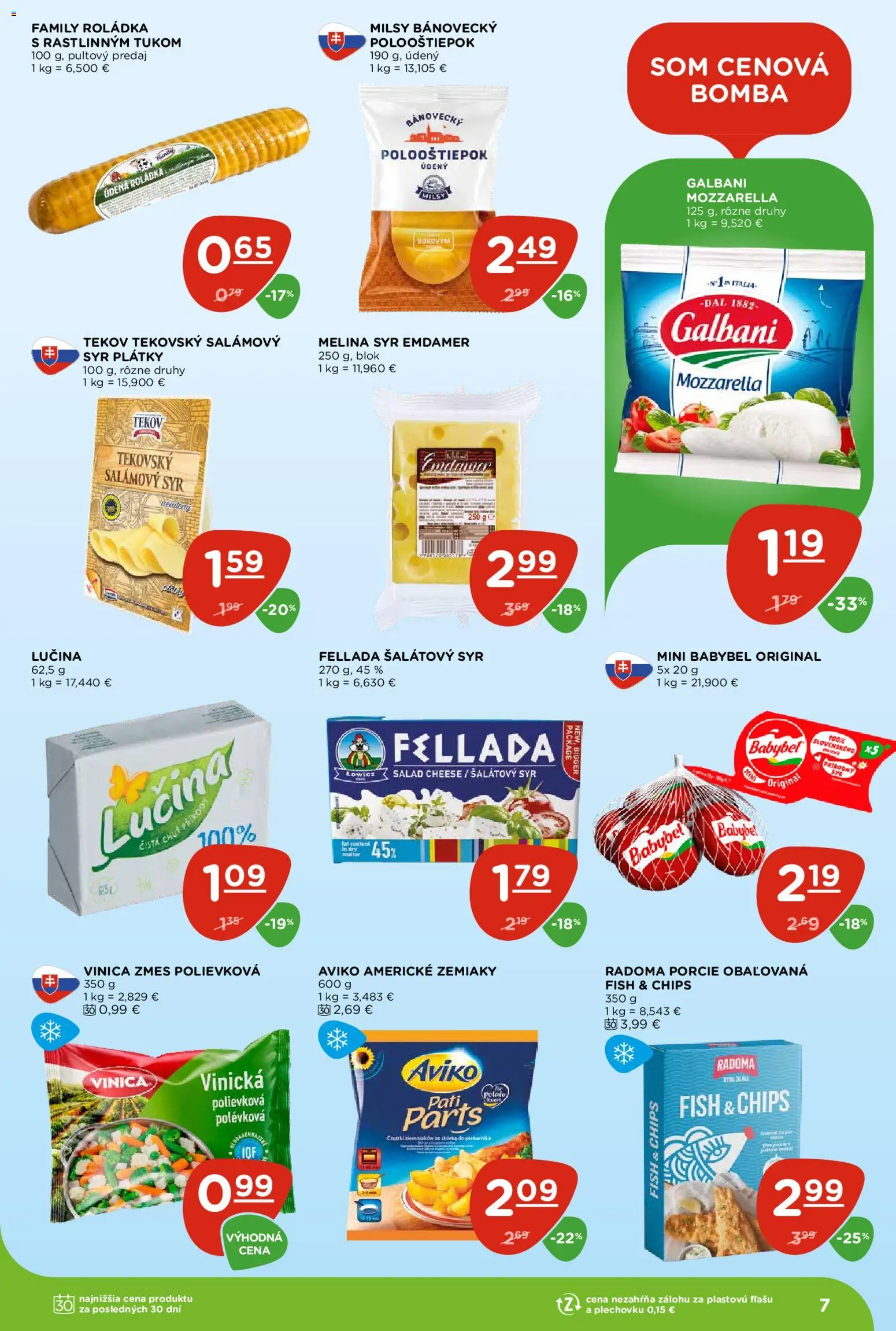 Nové Terno akcie – leták je platný od 06.08.2026 | Strana: 7 | Produkty: Syr, Mozzarella, Zemiaky