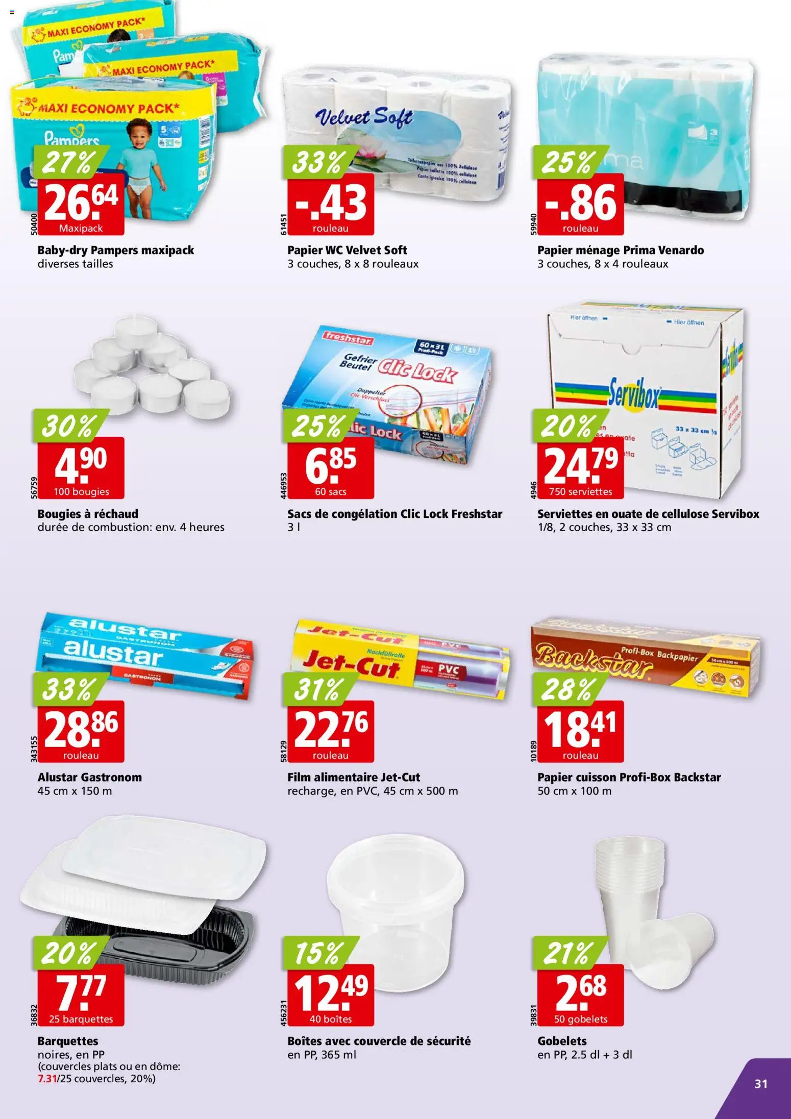 Aligro aktionen Chavannes, Matran, Genève, Sion – gültig ab 03.08.2026 | Seite: 31 | Produkte: Toilette, Pampers, Toilettenpapier